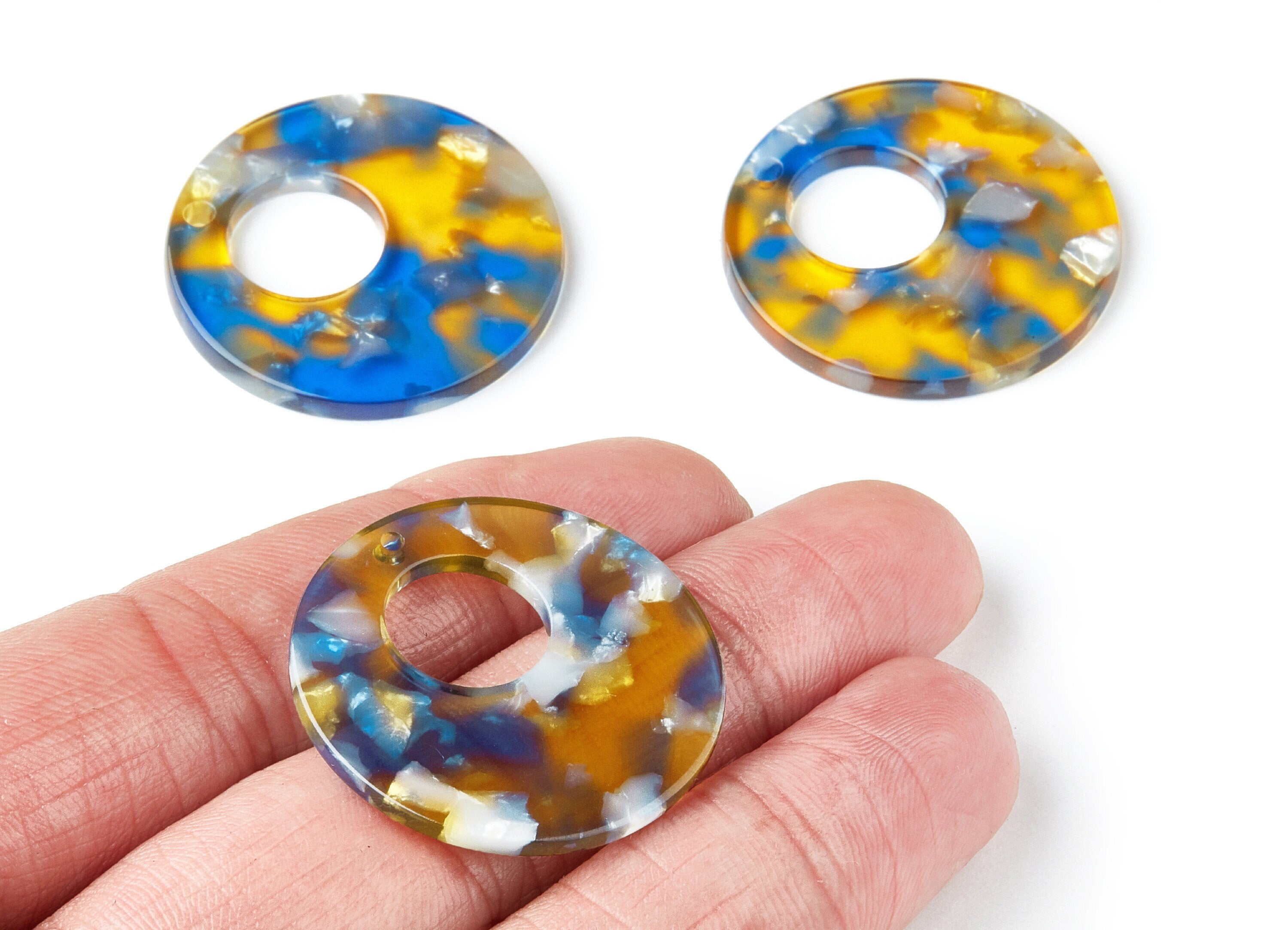 Acetate Circle Earring Charms - Circle Shaped Pendant - Earring Findings - Jewelry Supplies - Color Code: A40 - 31.7x31.7x2.64mm - AC1359P - DOMEDBAZAAR