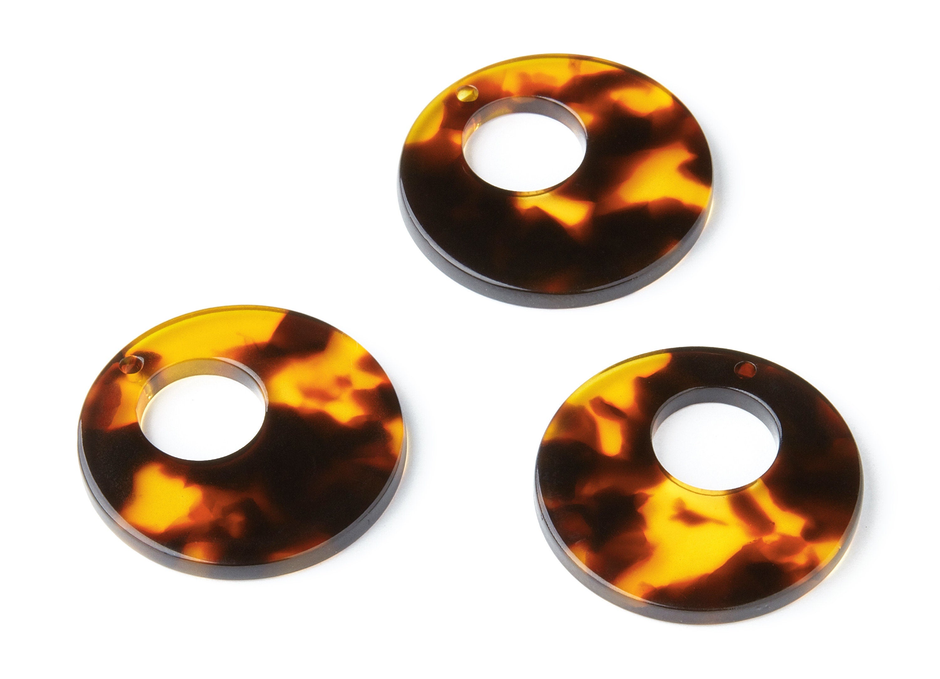 Acetate Acrylic Earring Charms - Tortoise Shell Earrings - Circle Pendant - Jewelry Supplies - Color Code: A05 - 31.7x31.7x2.64mm - AC1359T - DOMEDBAZAAR