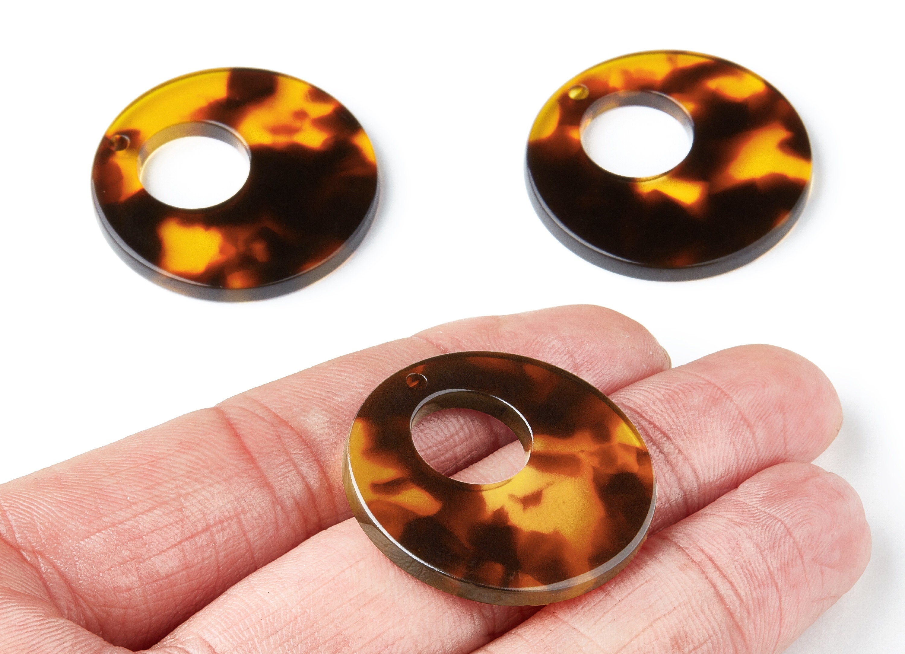 Acetate Acrylic Earring Charms - Tortoise Shell Earrings - Circle Pendant - Jewelry Supplies - Color Code: A05 - 31.7x31.7x2.64mm - AC1359T - DOMEDBAZAAR