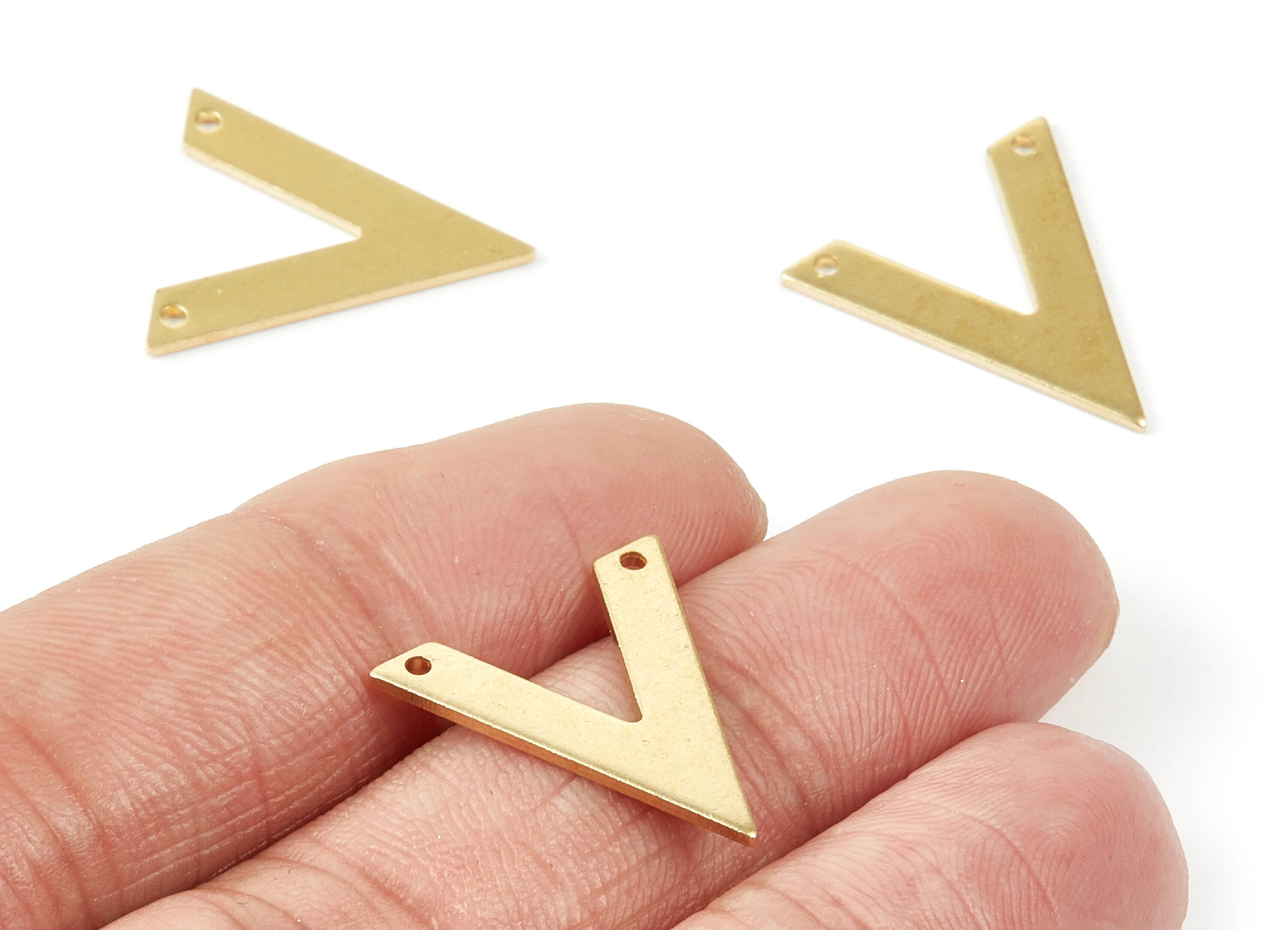 Brass V Charms - V Shaped Raw Brass Charms Connector With 2 Holes - Jewelry Supplies - 20x18.28x0.98mm- PP1801 - DOMEDBAZAAR
