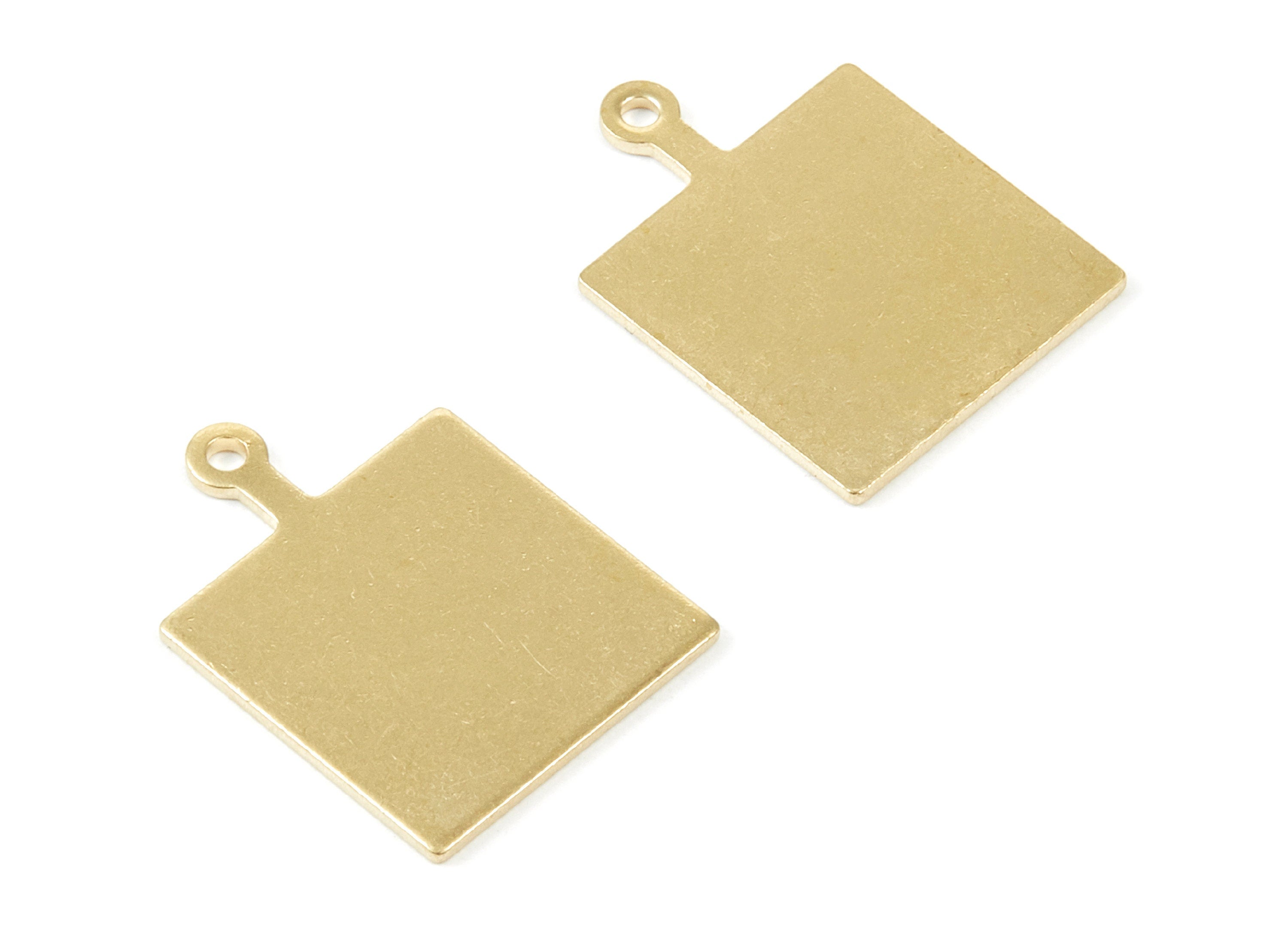 Brass Square Charms - Square Shpaed Raw Brass Pendant - Earring Findings - Jewelry Supplies - 24.48x18x1mm- PP1869 - DOMEDBAZAAR