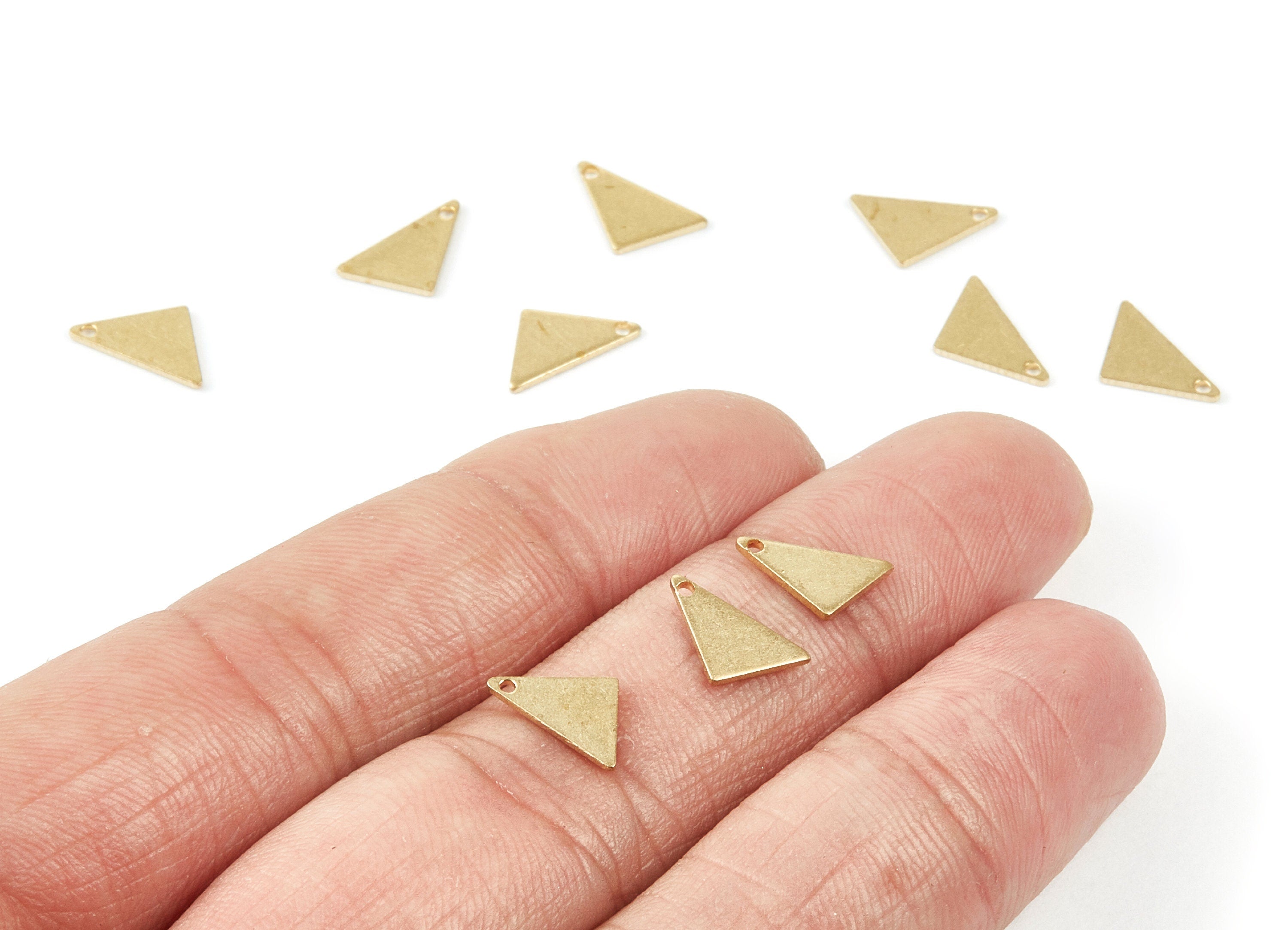Brass Triangle Charms - Triangle Shpaed Raw Brass Pendant - Earring Findings - Jewelry Supplies - 8.9x7.48x0.8mm - PP1919 - DOMEDBAZAAR