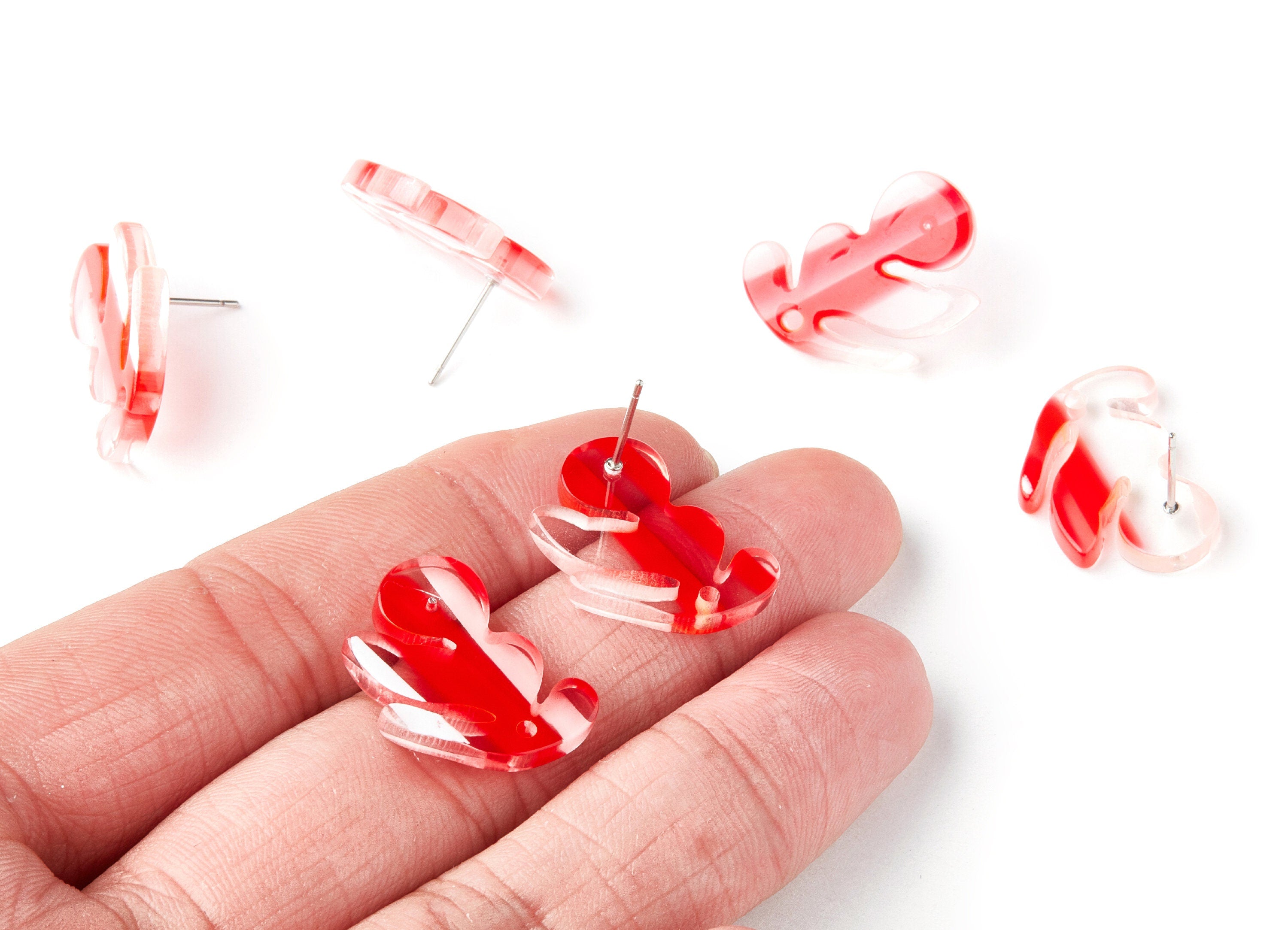 Acrylic Leaf Earring Post - Acrylic Leaf Earring Stud - Earring Post - Jewelry Supplies - Color Code: A171 - 21.72x16.3x2.5mm - AC1386D - DOMEDBAZAAR