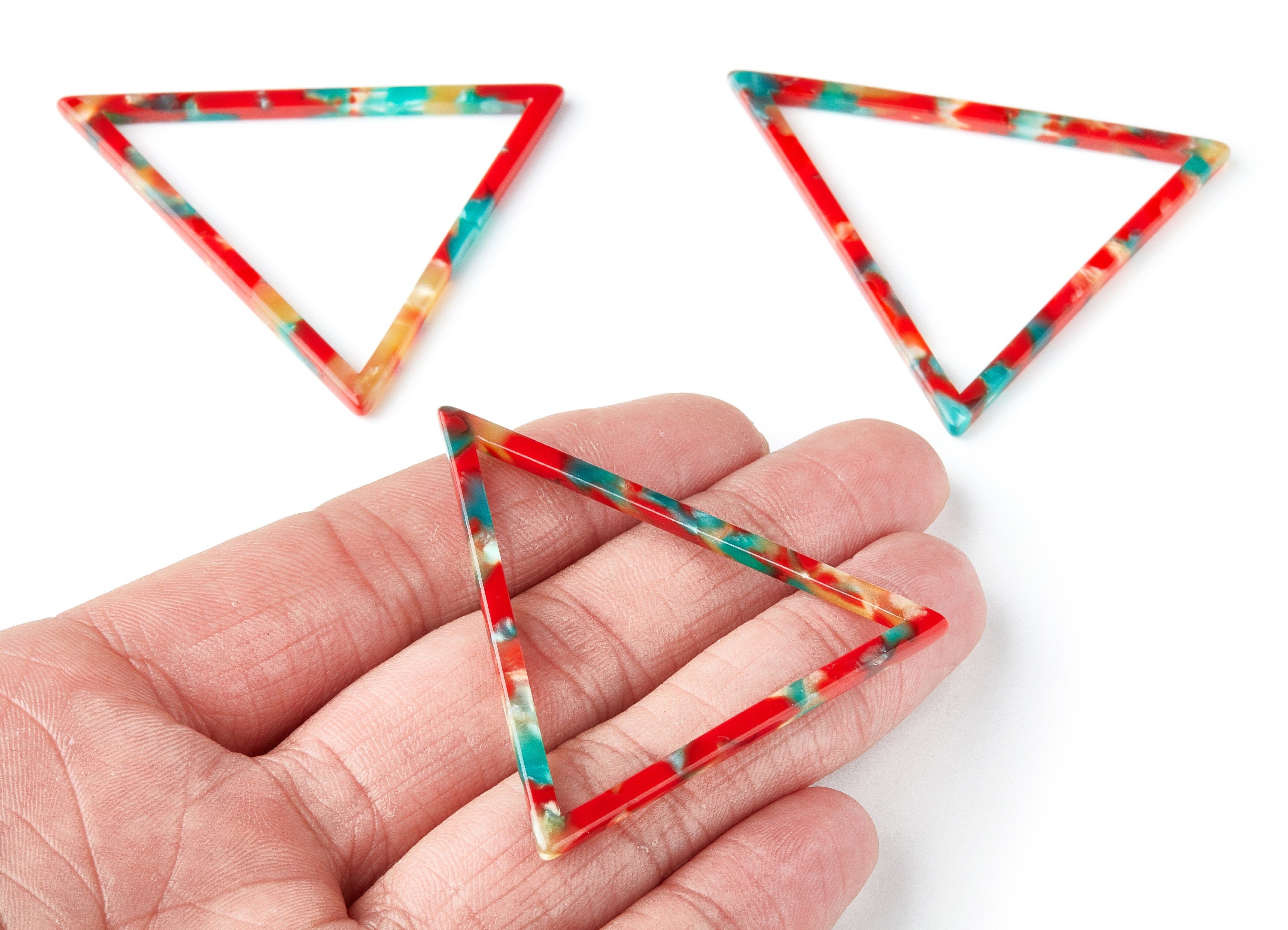 Acetate Triangle Earring Charms - Triangle Pendant - Earring Findings - Jewelry Supplies - Color Code: A46 - 57.7x51.4x2.7mm - AC1374M - DOMEDBAZAAR