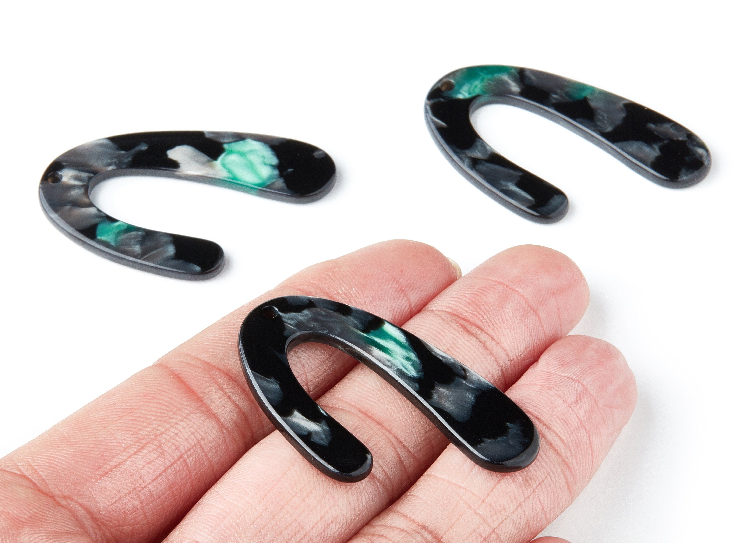 Acetate U Earring Charms - U Shaped Pendant - Earring Findings - Jewelry Supplies - Color Code: A49 - 44.5x27x2.68mm - AC1363H - DOMEDBAZAAR