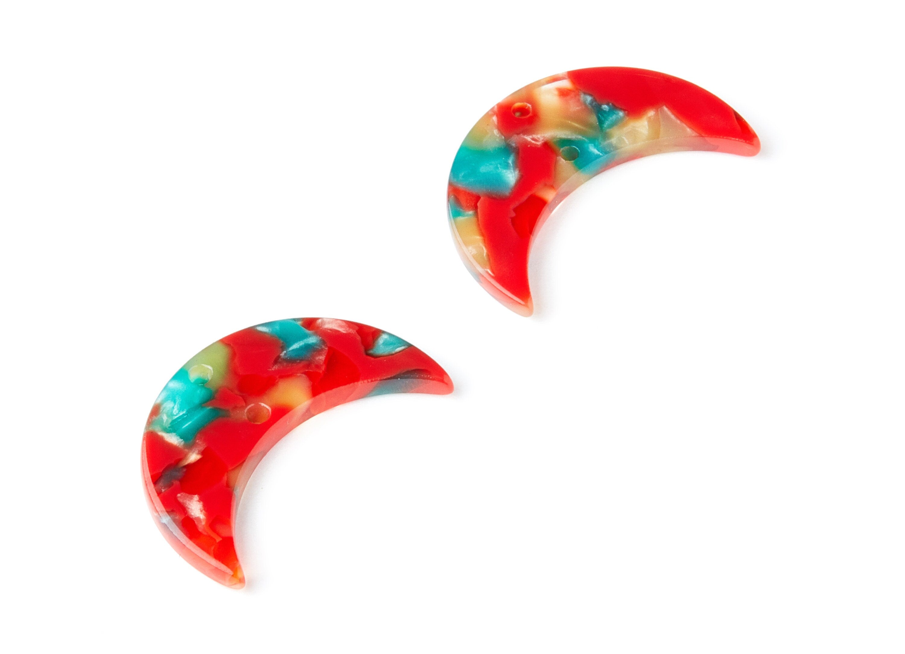 Acetate Moon Connector - Two Holes - Moon Earring and Pendant - Jewellery Supplies - Color Code: A46 - 29.8x19.24x2.77mm - AC1110HH - DOMEDBAZAAR