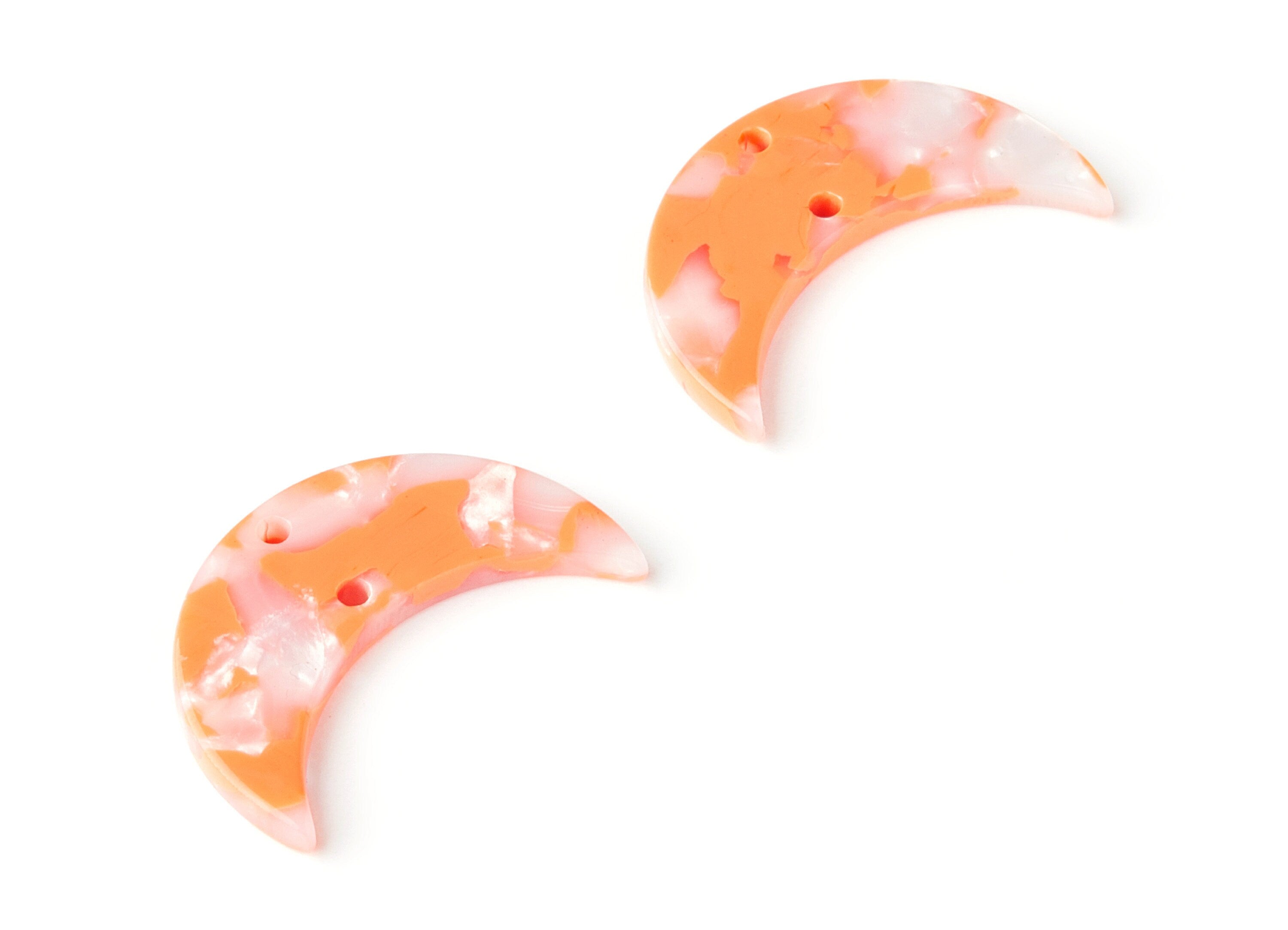 Acetate Moon Connector - Two Holes - Moon Earring and Pendant - Jewellery Supplies - Color Code: A39 - 29.8x19.24x2.77mm - AC1110LL - DOMEDBAZAAR