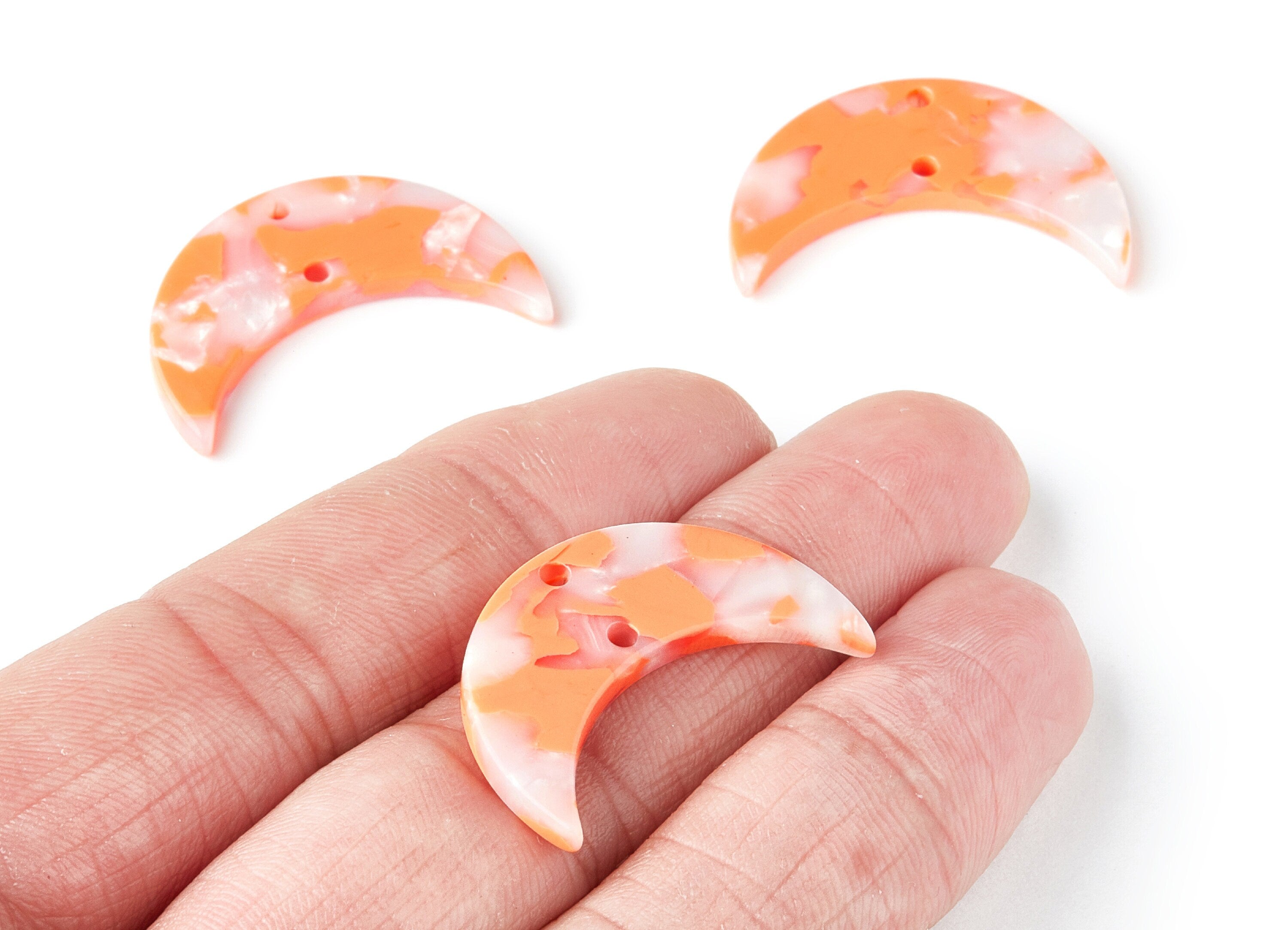 Acetate Moon Connector - Two Holes - Moon Earring and Pendant - Jewellery Supplies - Color Code: A39 - 29.8x19.24x2.77mm - AC1110LL - DOMEDBAZAAR