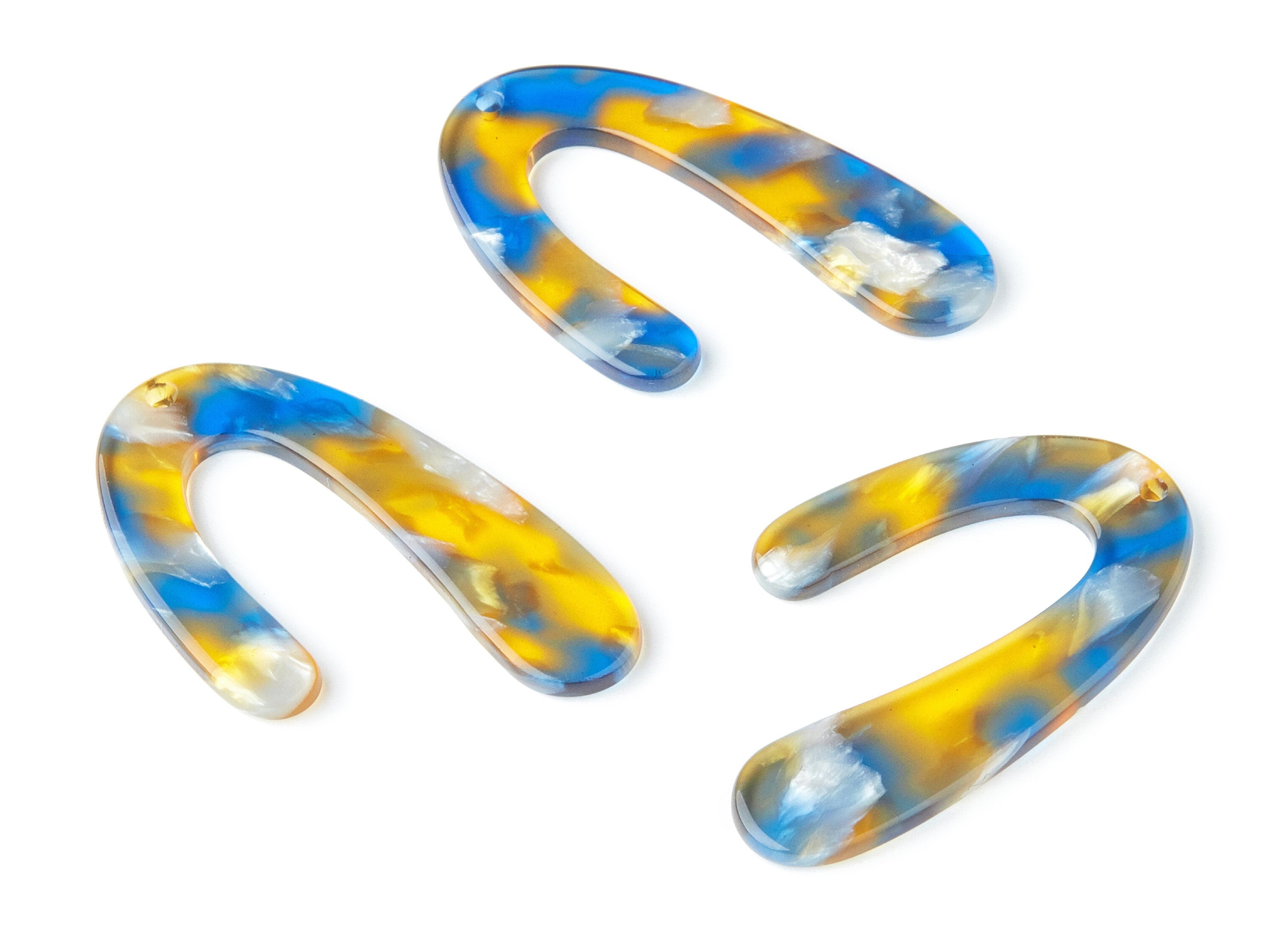 Acetate U Earring Charms -  Acrylic U Pendant - Earring Findings - Jewelry Supplies - Color Code:A40 - 44.5x27x2.68mm - AC1363P - DOMEDBAZAAR