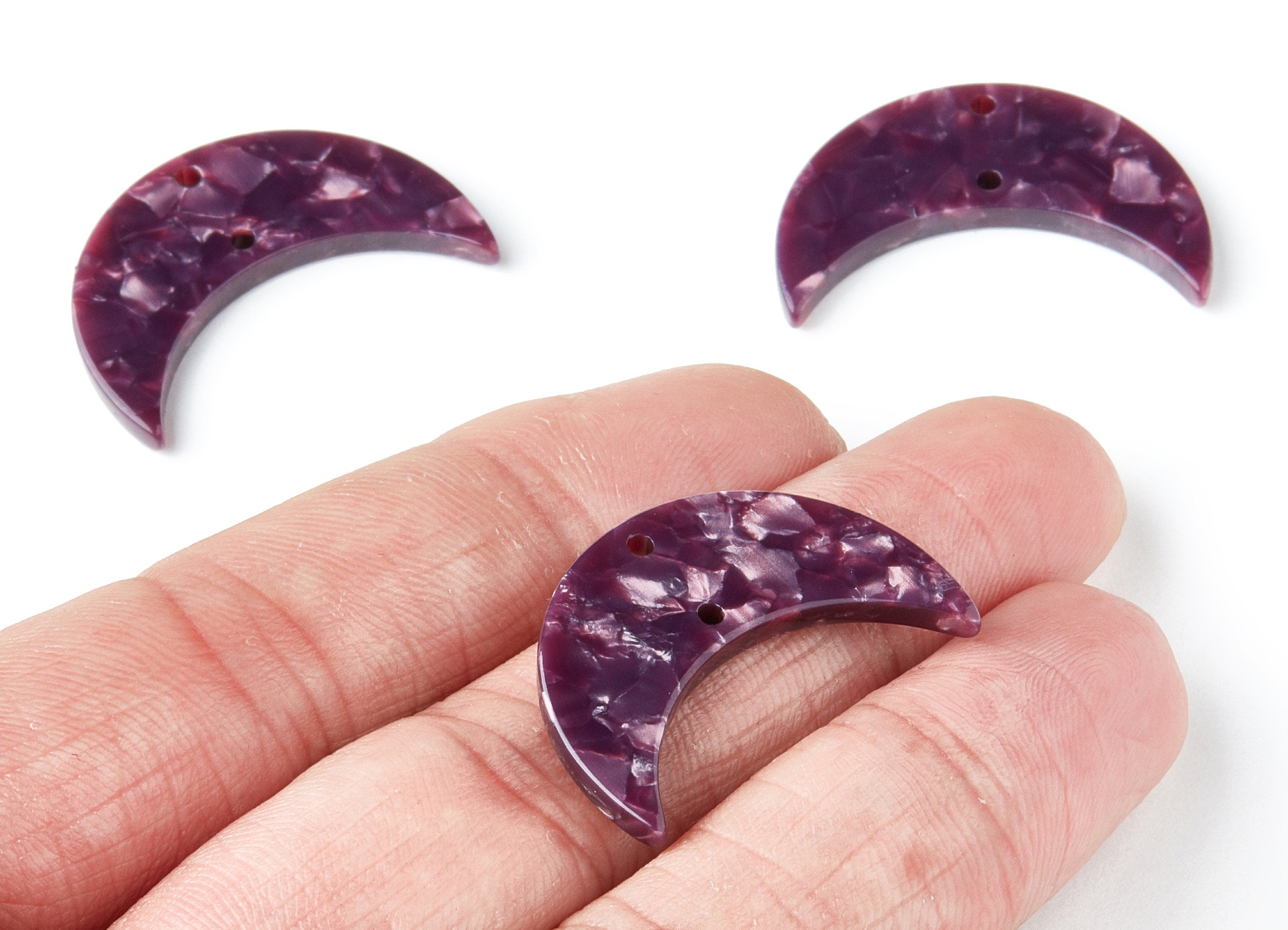 Acetate Moon Connector - Two Holes - Moon Earring and Pendant - Jewellery Supplies - Color Code: A41 - 29.8x19.24x2.77mm - AC1110RR - DOMEDBAZAAR