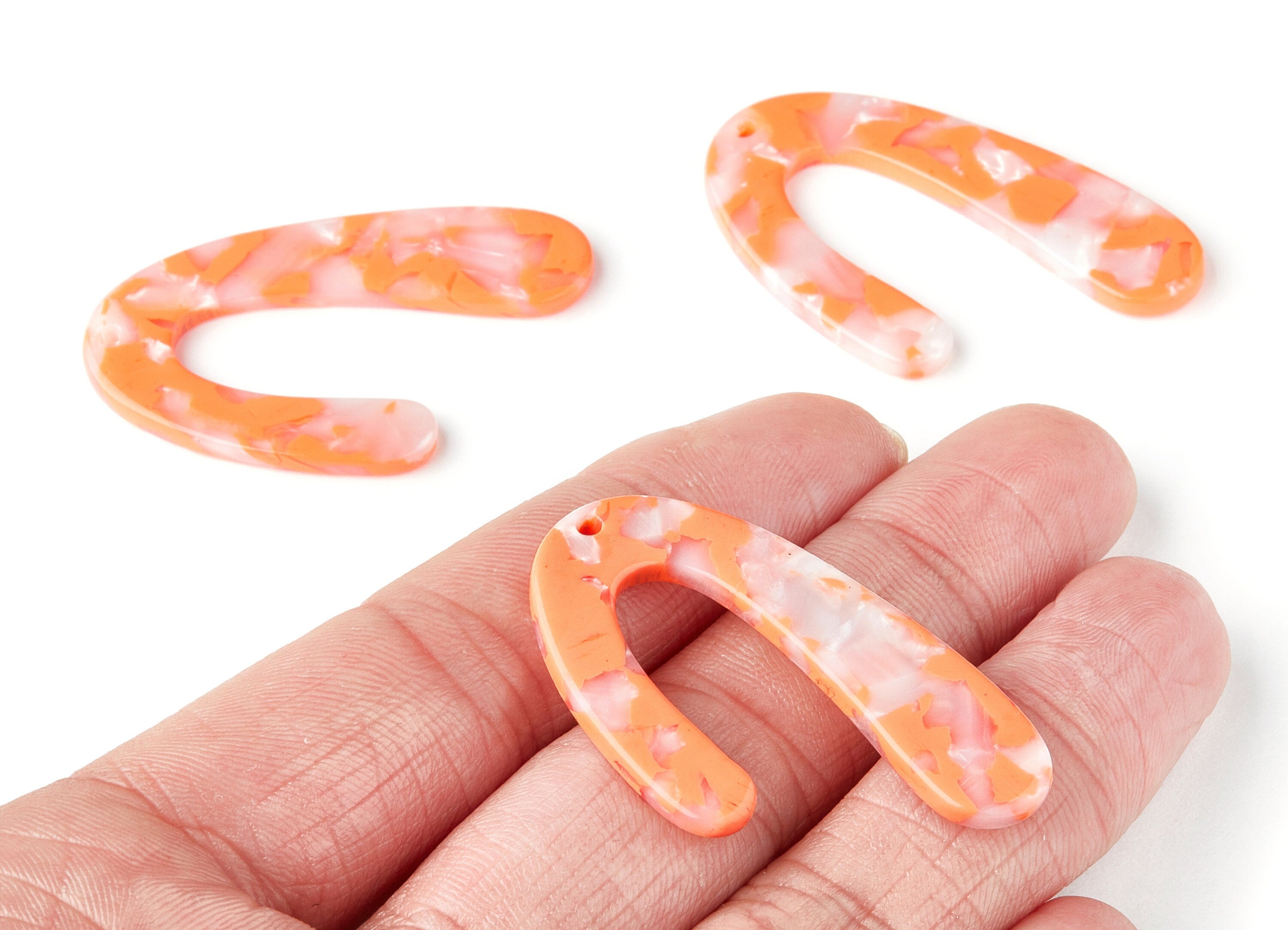 Acetate U Earring Charms - U Shaped Pendant - Earring Findings - Jewelry Supplies - Color Code:A39 - 44.5x27x2.68mm - AC1363R - DOMEDBAZAAR