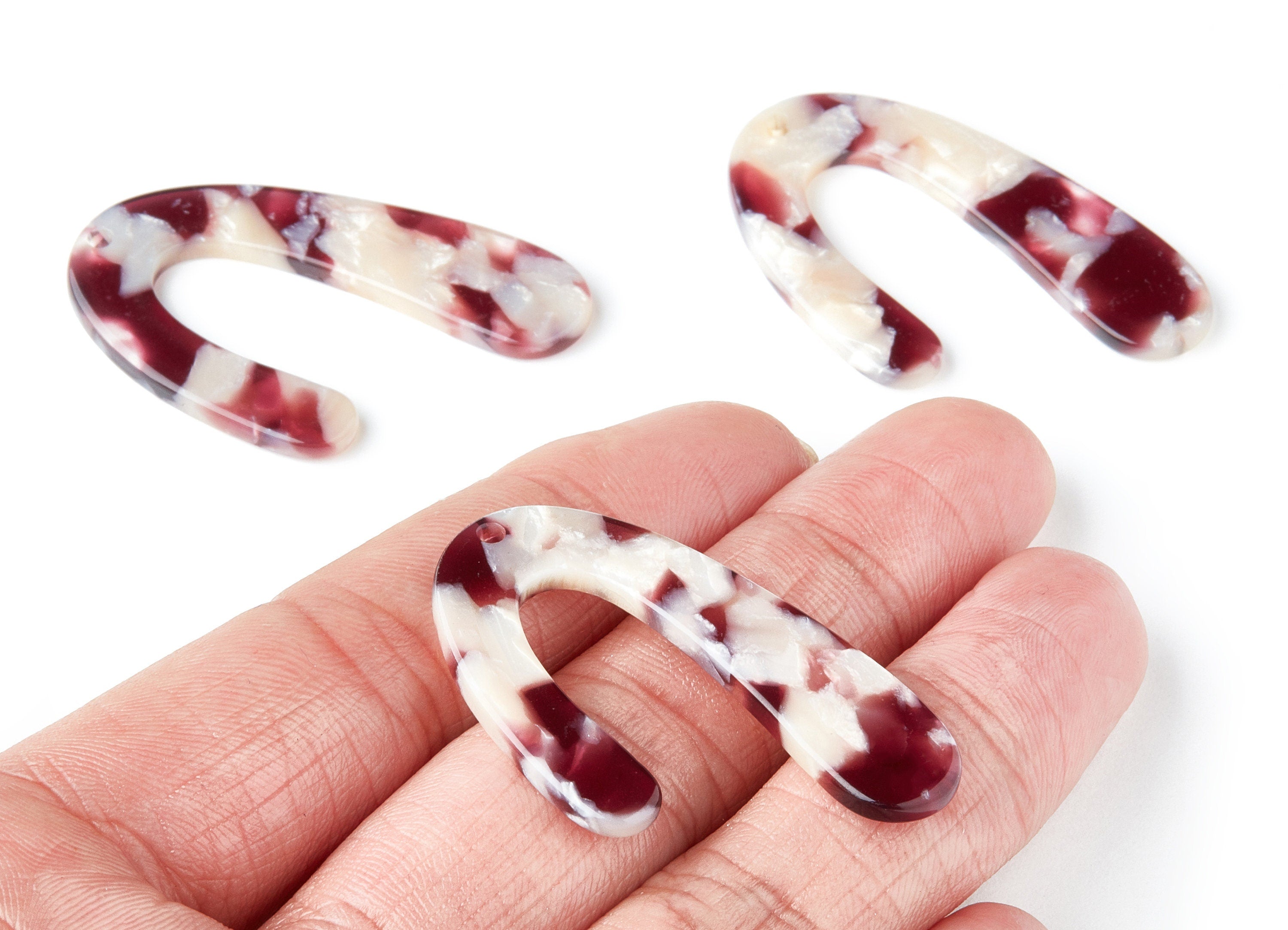 Acetate U Earring Charm - U Shaped Pendant - Earring Findings - Jewelry Supplies - Color Code:A42 - 44.5x27x2.68mm - AC1363S - DOMEDBAZAAR