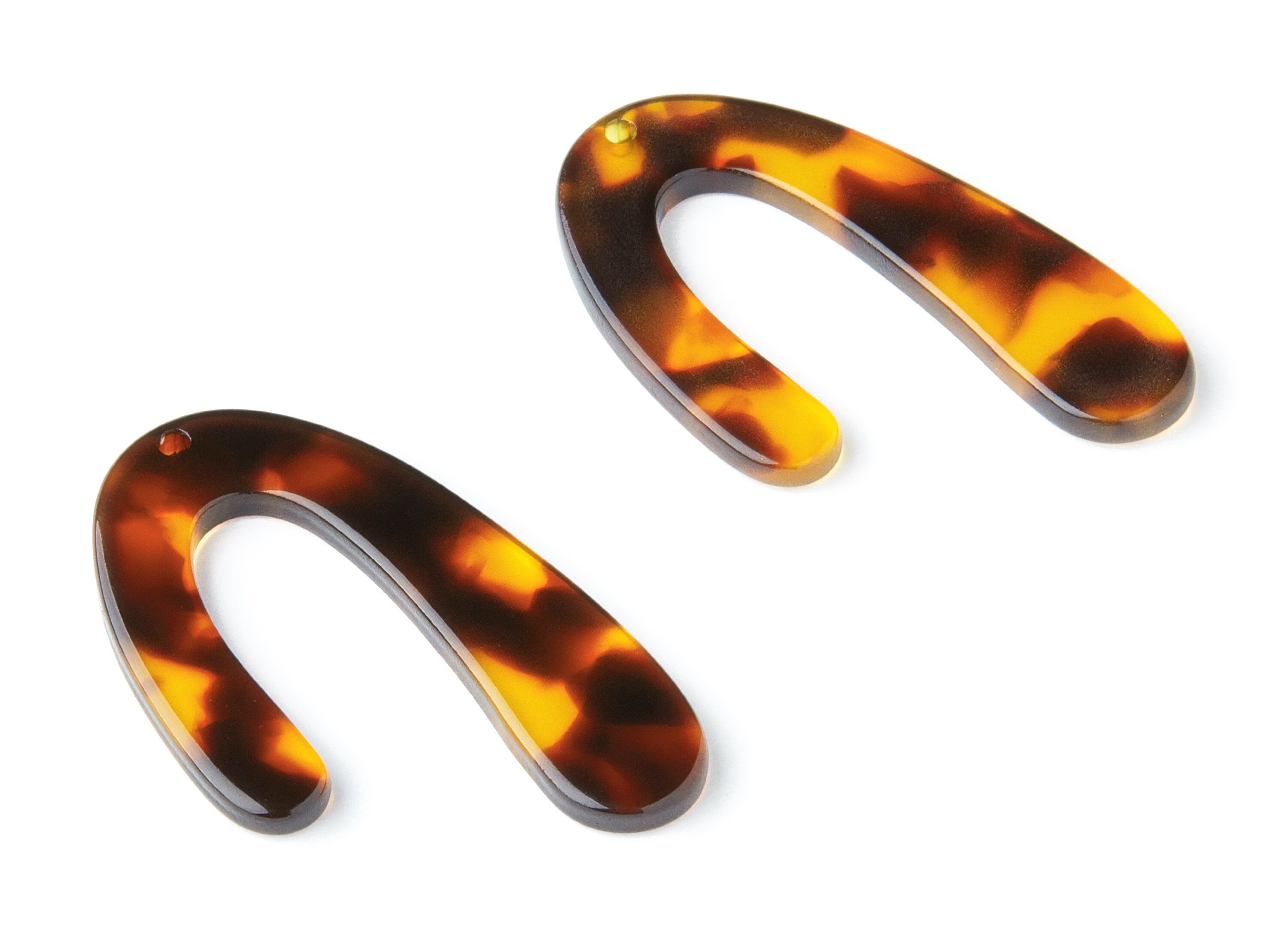 Acetate Acrylic Earring Charm - Tortoise Shell Earrings - U Pendant - 1 Hole - Jewelry Supplies - Color Code:A05 - 44.5x27x2.68mm - AC1363T - DOMEDBAZAAR