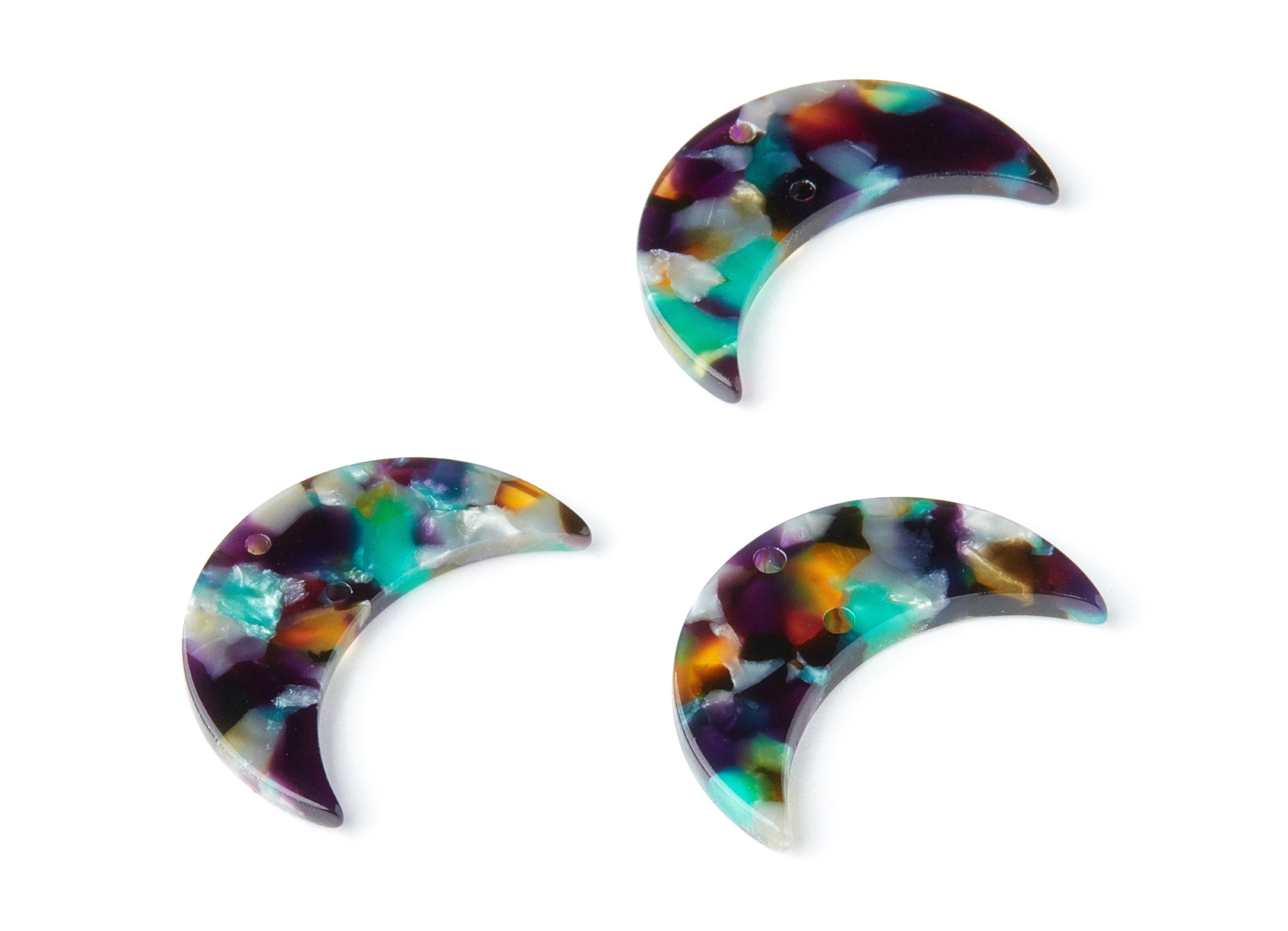 Acetate Moon Connector - Two Holes - Moon Earring and Pendant - Jewelry Supplys - Color Code: A50 - 29.8x19.24x2.77mm - AC1110VV - DOMEDBAZAAR