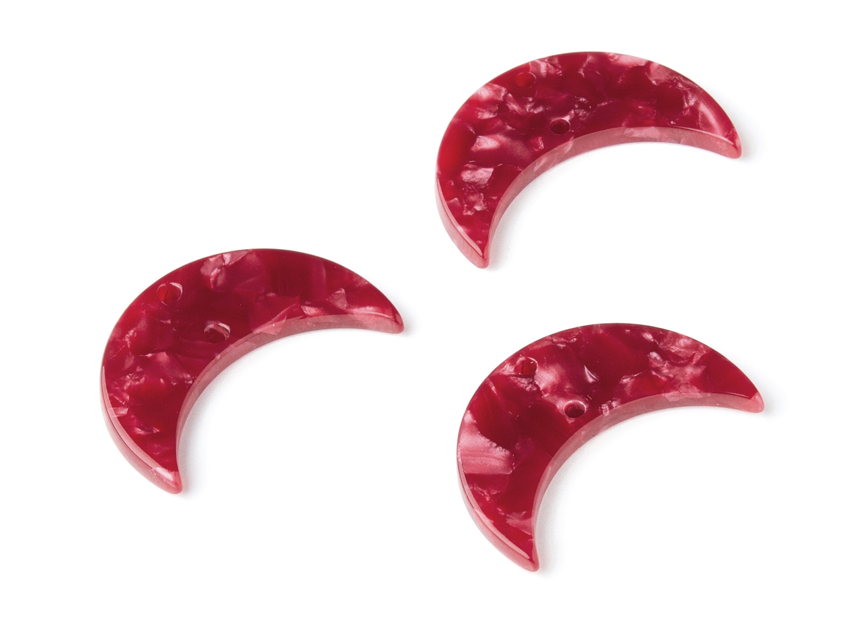 Acetate Moon Connector - Two Holes - Moon Earring and Pendant - Jewelry Supplys - Color Code: A47 - 29.8x19.24x2.77mm - AC1110XX - DOMEDBAZAAR