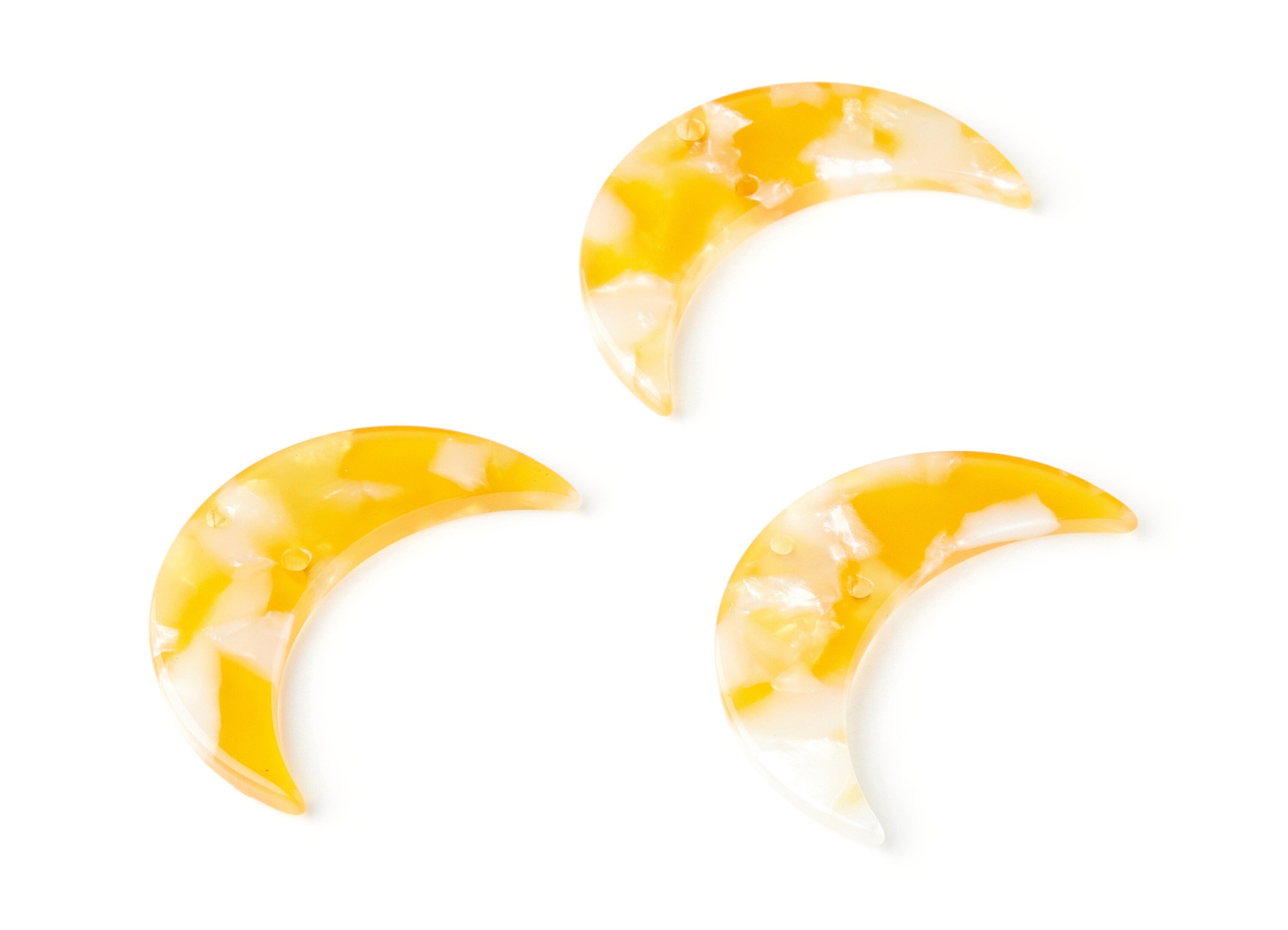 Acetate Moon Earring Charms - Moon Pendant With 2 Holes - Earring Findings - Jewelry Supplies - Color Code: A43 - 34.7x21.66x2.9mm - AC1366A - DOMEDBAZAAR
