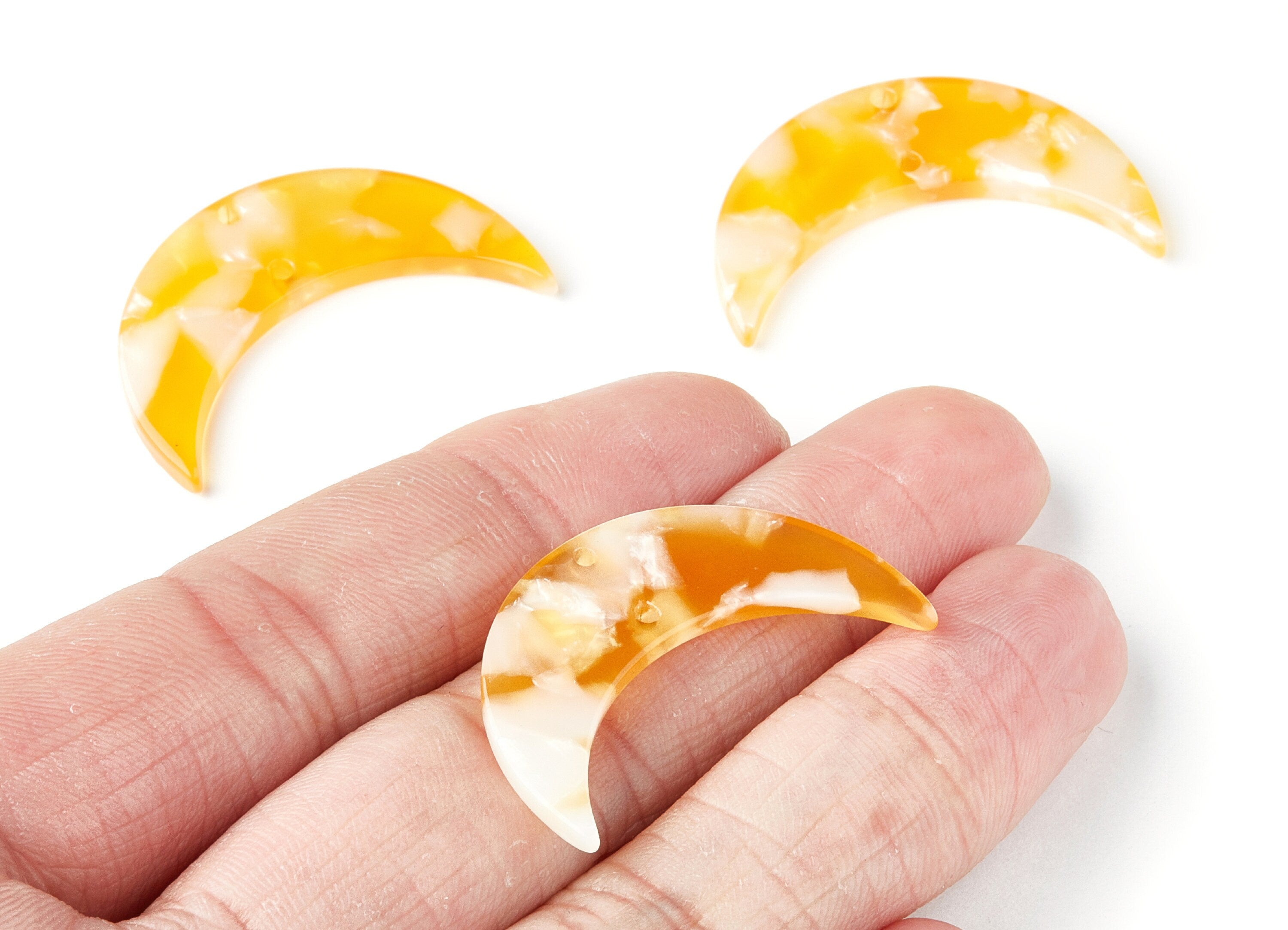 Acetate Moon Earring Charms - Moon Pendant With 2 Holes - Earring Findings - Jewelry Supplies - Color Code: A43 - 34.7x21.66x2.9mm - AC1366A - DOMEDBAZAAR