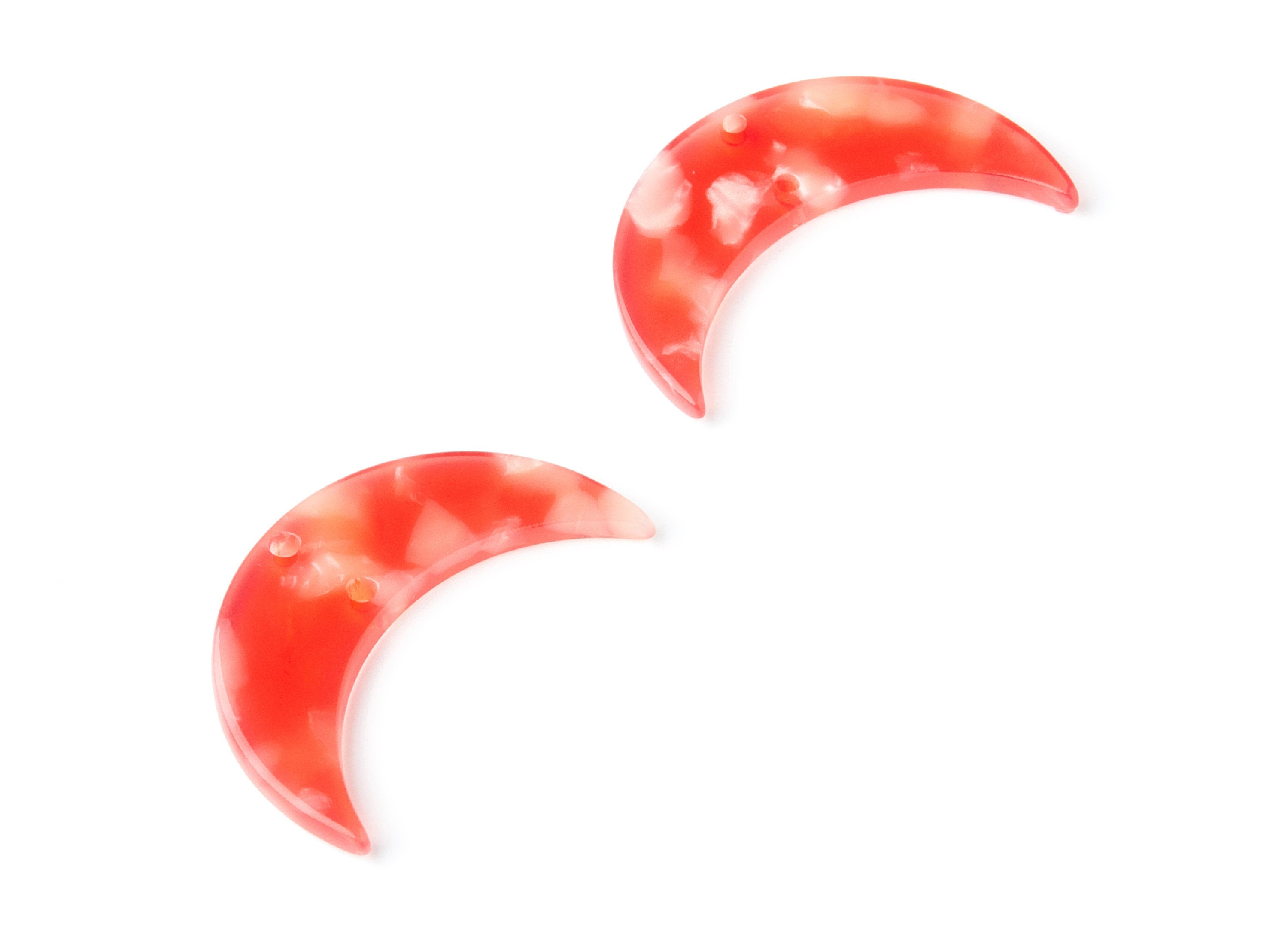 Acetate Moon Earring Charms - Moon Shaped Pendant With 2 Holes - Jewelry Supplies - Color Code: A34 - 34.71x21.66x2.87mm - AC1366B - DOMEDBAZAAR