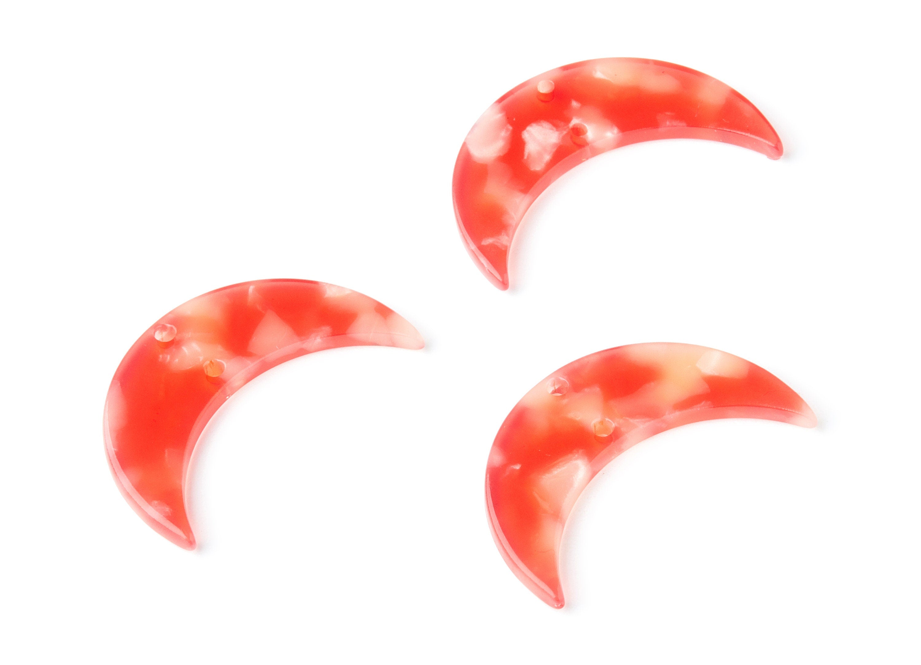 Acetate Moon Earring Charms - Moon Shaped Pendant With 2 Holes - Jewelry Supplies - Color Code: A34 - 34.71x21.66x2.87mm - AC1366B - DOMEDBAZAAR