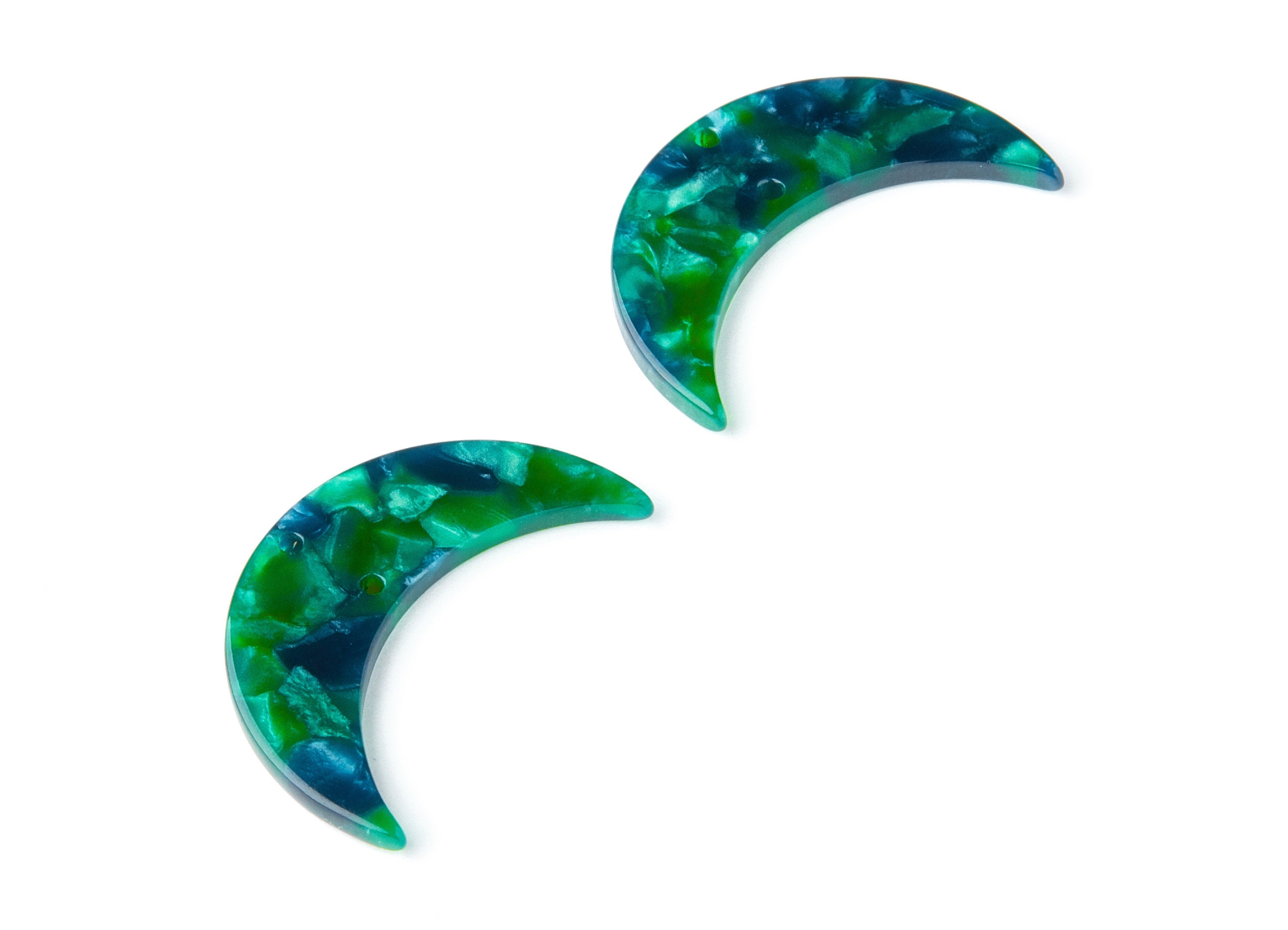 Acetate Moon Earring Charms - Moon Pendant With 2 Holes - Earring Findings - Jewelry Supplies - Color Code: A13 - 34.7x21.66x2.9mm - AC1366C - DOMEDBAZAAR