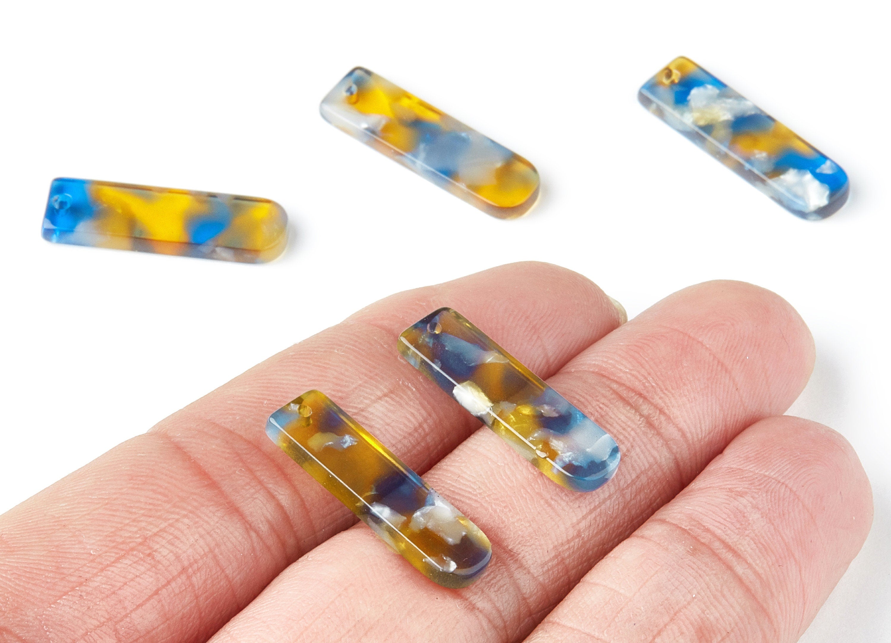 Acetate Bar Earring Charmsx - Bar Shaped Pendant - Earring Findings - Jewelry Supplies - Color Code: A40 - 23.65x6.74x2.6mm - AC1354E - DOMEDBAZAAR