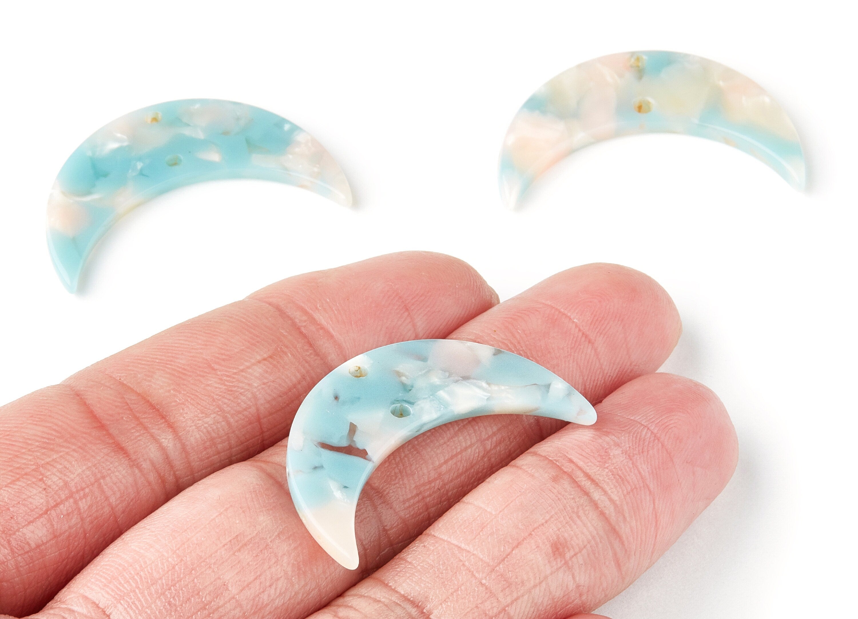 Acetate Moon Earring Charms - Moon Pendant With 2 Holes - Earring Findings - Jewelry Supplies - Color Code: A36 - 34.7x21.66x2.9mm - AC1366E - DOMEDBAZAAR