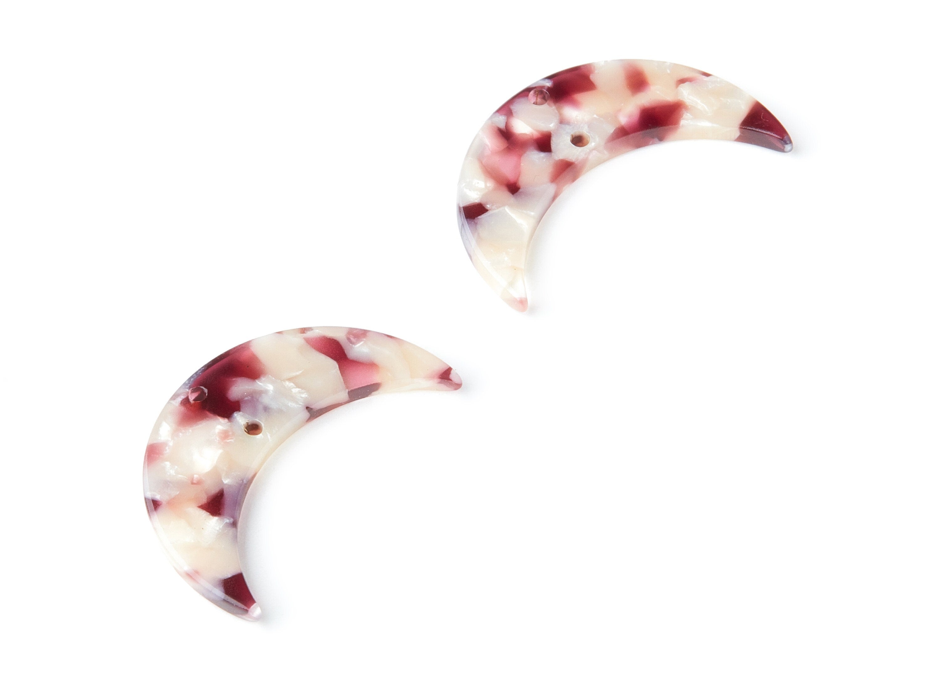 Acetate Moon Earring Charms - Moon Pendant - 2 Holes - Earring Findings - Jewelry Supplies - Color Code: A42 - 34.71x21.66x2.87mm - AC1366H - DOMEDBAZAAR