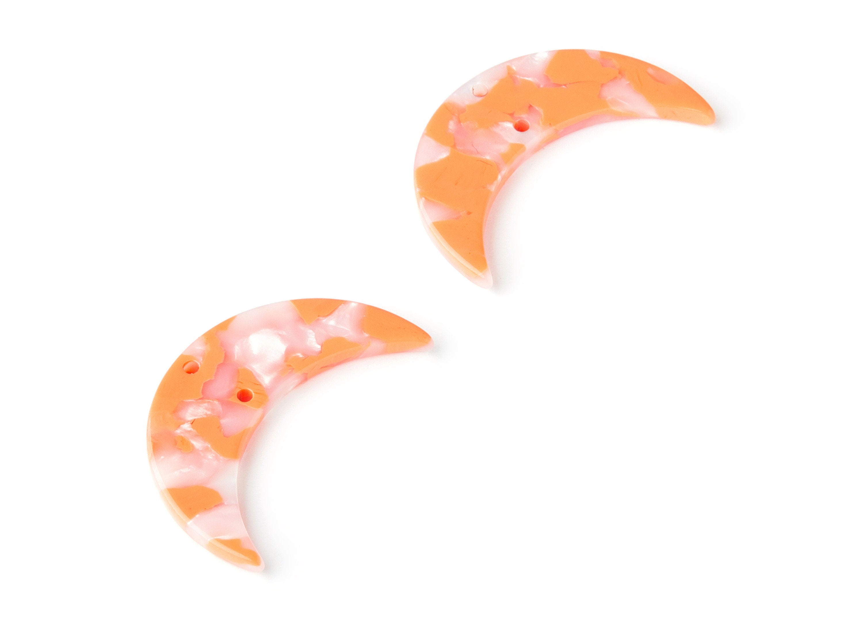 Acetate Moon Earring Charms - Moon Pendant With 2 Holes - Earring Findings - Jewelry Supplies - Color Code: A39 - 34.7x21.66x2.9mm - AC1366J - DOMEDBAZAAR