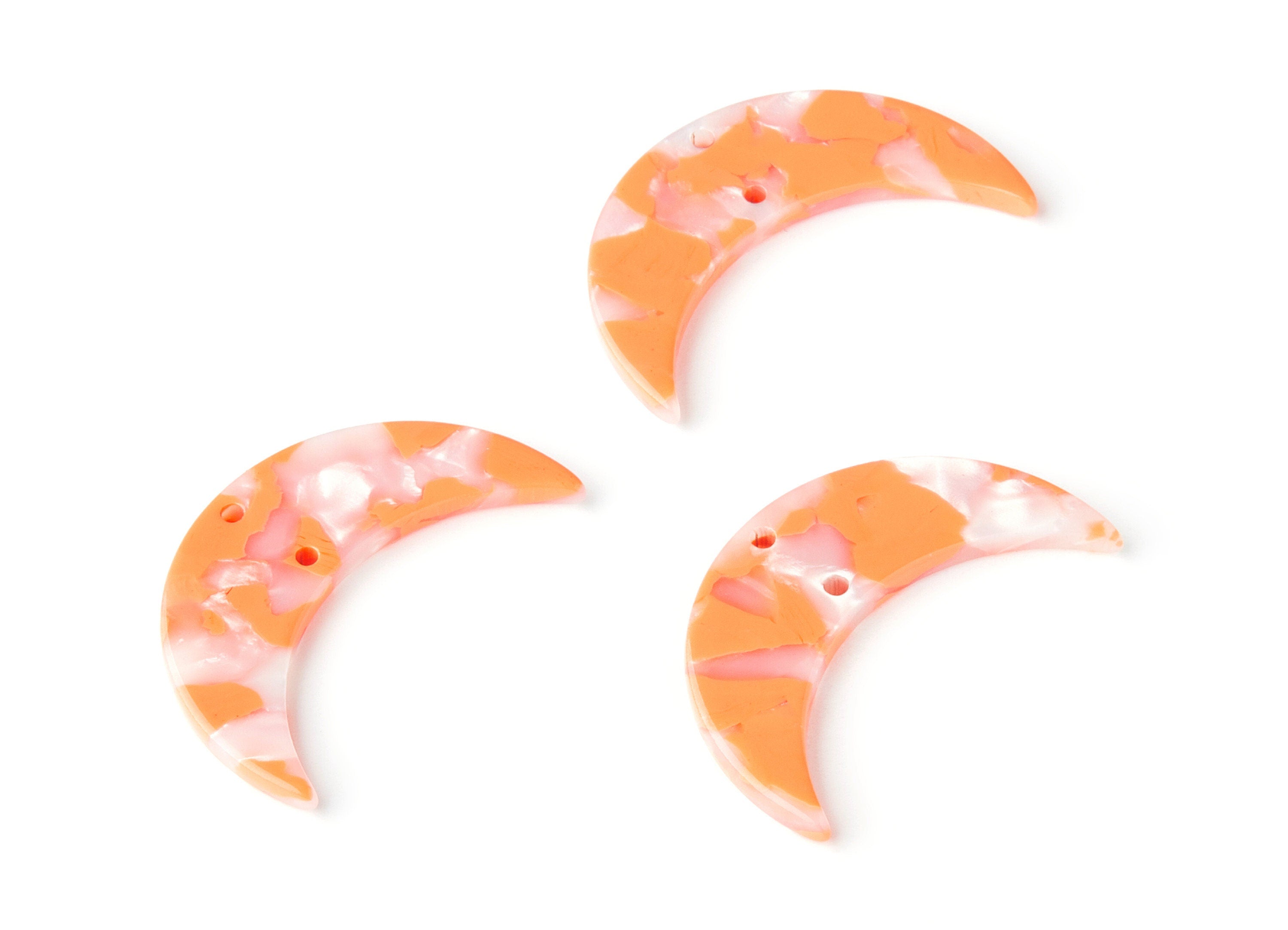 Acetate Moon Earring Charms - Moon Pendant With 2 Holes - Earring Findings - Jewelry Supplies - Color Code: A39 - 34.7x21.66x2.9mm - AC1366J - DOMEDBAZAAR