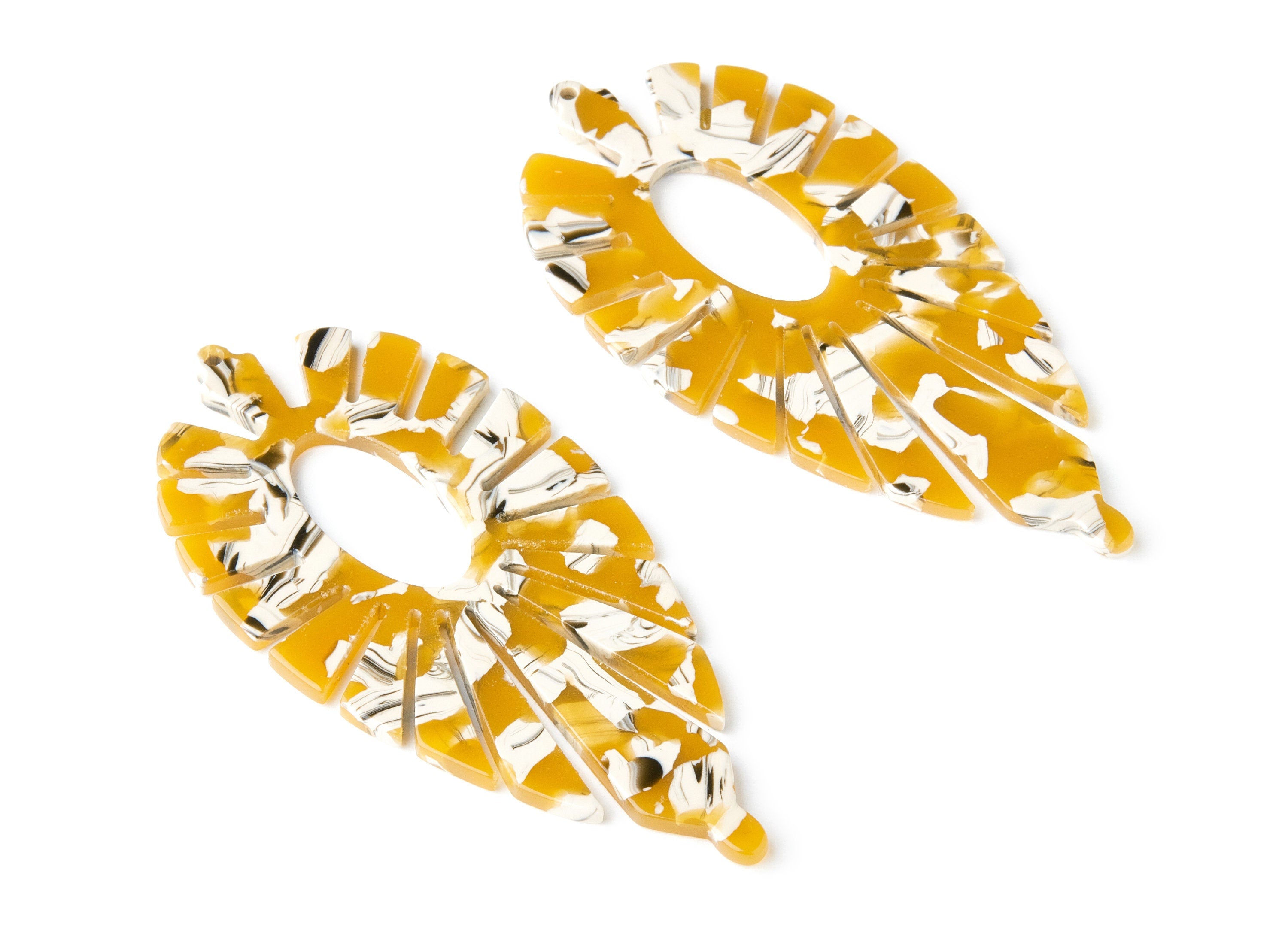 Acetate Leaf Earring Charms - Leaf Shaped Pendant - Earring Findings - Jewelry Supplies - Color Code: A14 - 77.42x37.25x2.61mm - AC1395B - DOMEDBAZAAR