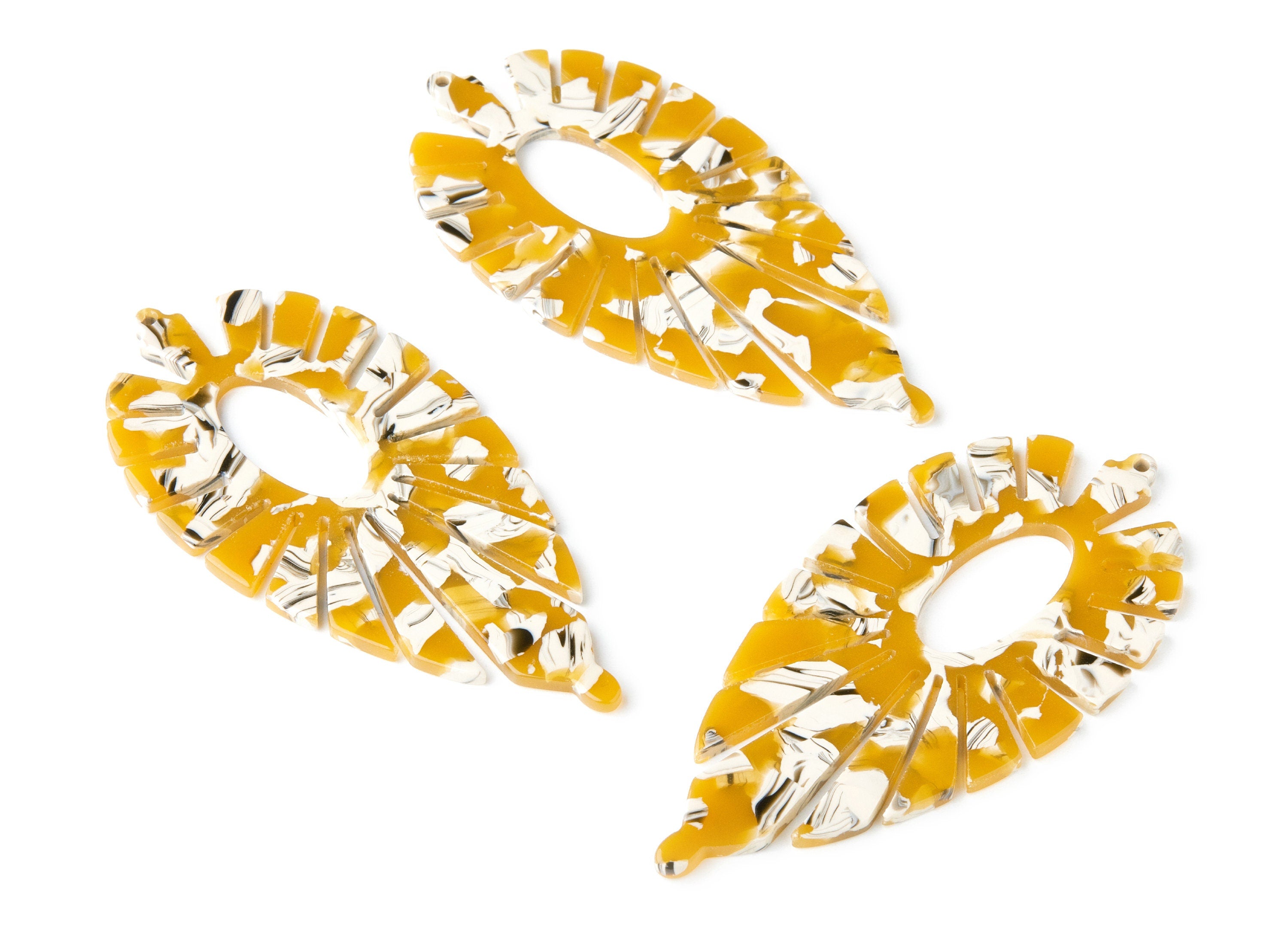 Acetate Leaf Earring Charms - Leaf Shaped Pendant - Earring Findings - Jewelry Supplies - Color Code: A14 - 77.42x37.25x2.61mm - AC1395B - DOMEDBAZAAR