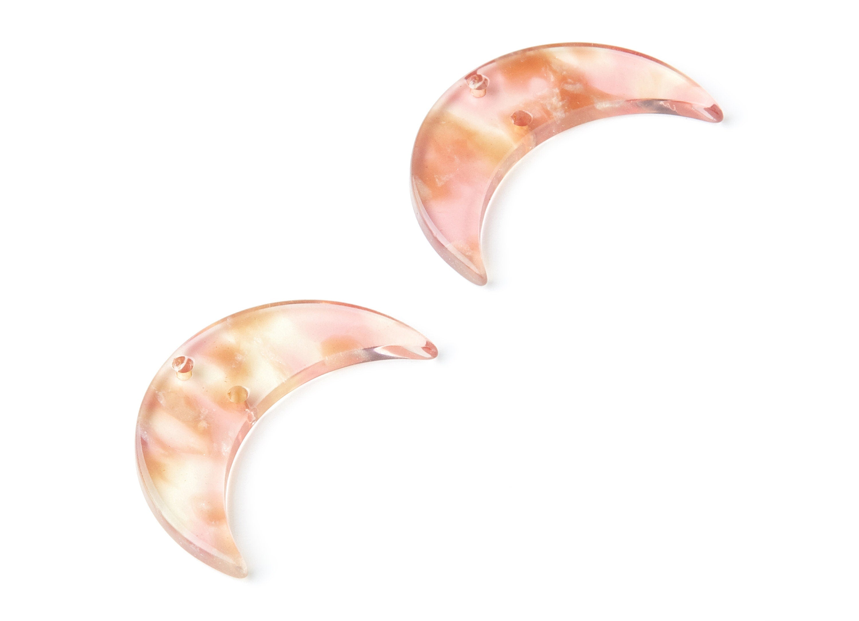 Acetate Moon Earring Charms - Moon Shaped Pendant With 2 Holes - Jewelry Supplies - Color Code: A45 - 34.71x21.66x2.87mm - AC1366M - DOMEDBAZAAR