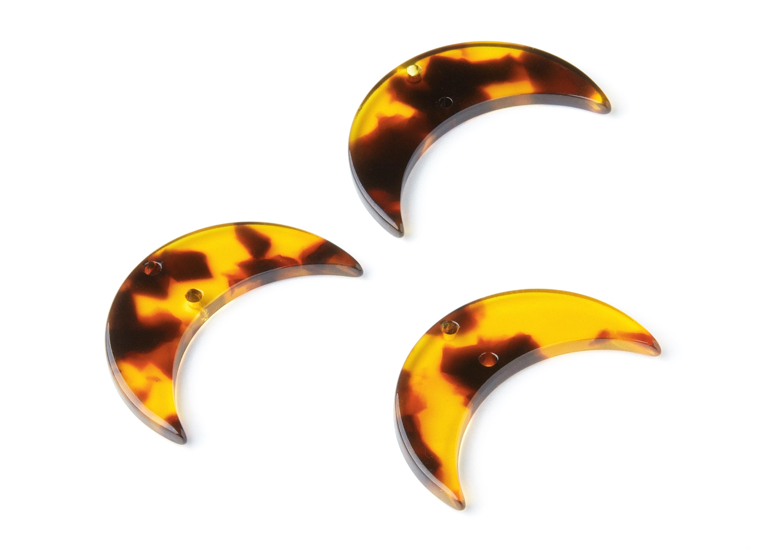 Acetate Acrylic Earring Charms - Tortoise Shell Earrings - Moon Shaped With 2 Holes - Color Code: A05 - 34.71x21.66x2.87mm - AC1366N - DOMEDBAZAAR