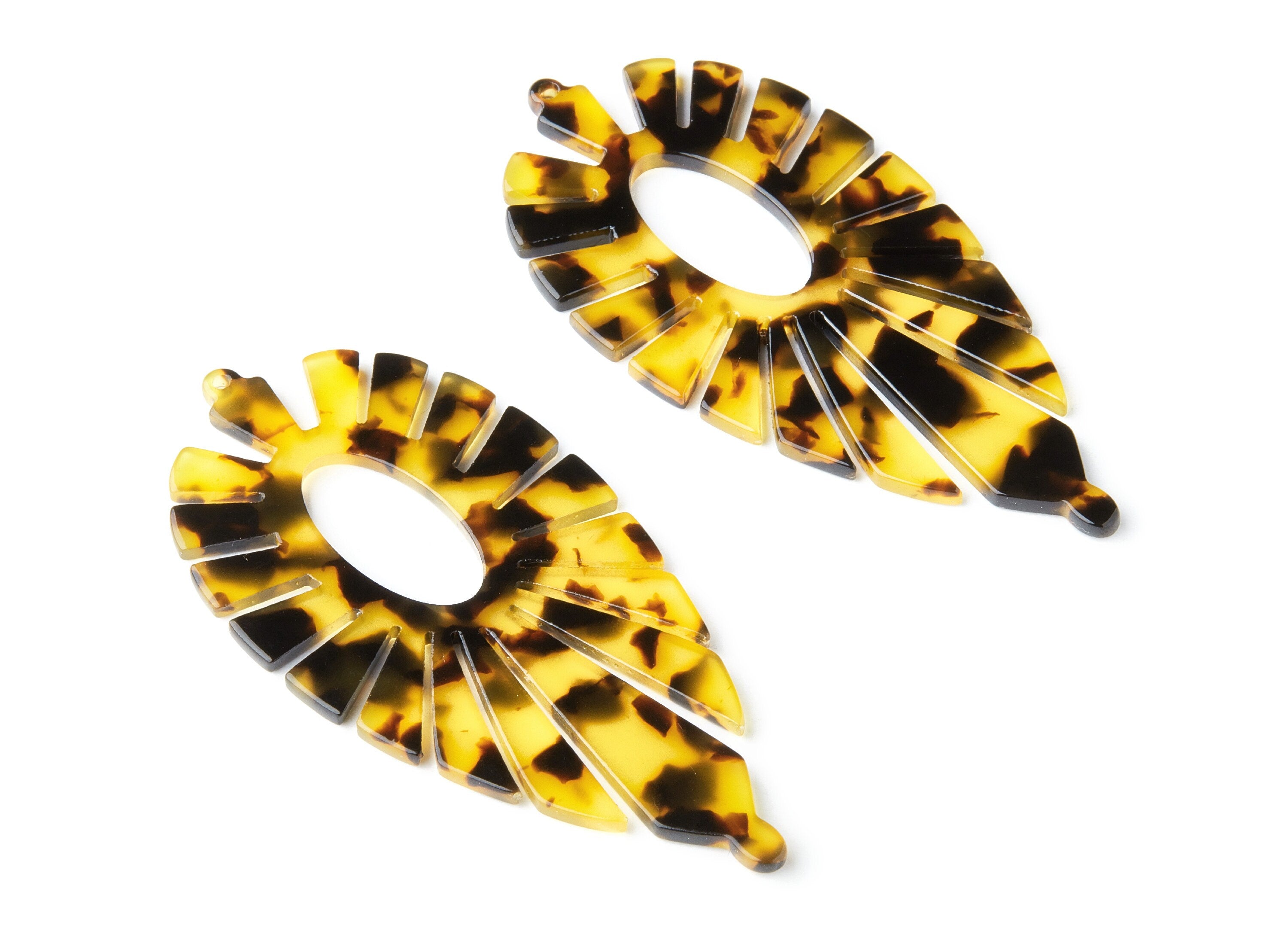 Acetate Acrylic Earring Charms - Tortoise Shell Earrings - Leaf Pendant - Jewelry Supplies - Color Code: A02 - 77.42x37.25x2.61mm - AC1395C - DOMEDBAZAAR