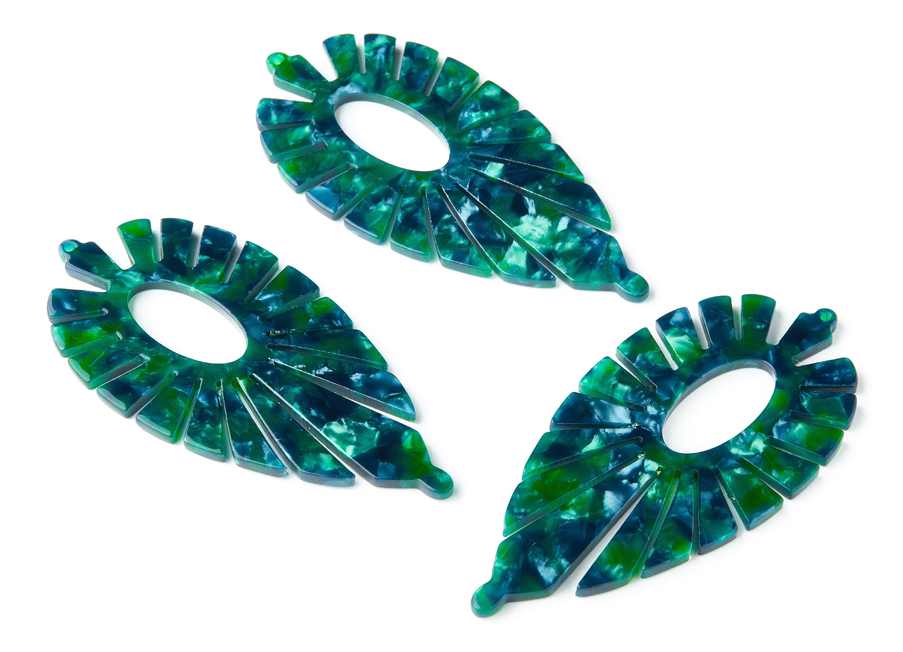 Acetate Leaf Earring Charms - Leaf Shaped Pendant - Earring Findings - Jewelry Supplies - Color Code: A13- 77.42x37.25x2.61mm - AC1395D - DOMEDBAZAAR