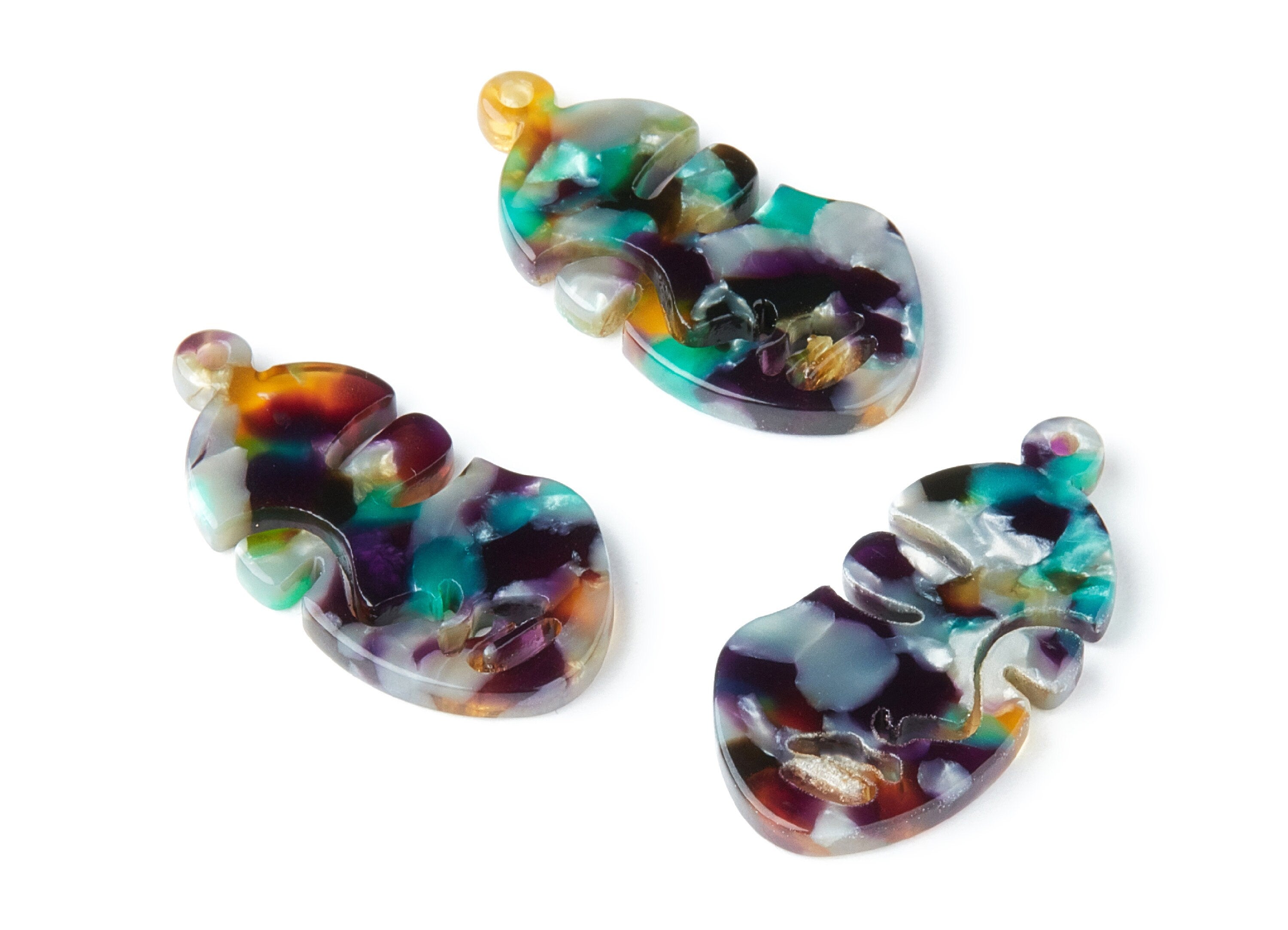 Acetate Face Earring Charms - Face Shaped Pendant - Earring Findings - Jewelry Supplies - Color Code:A50 - 33.56x17.33x2.94mm - AC1369C - DOMEDBAZAAR