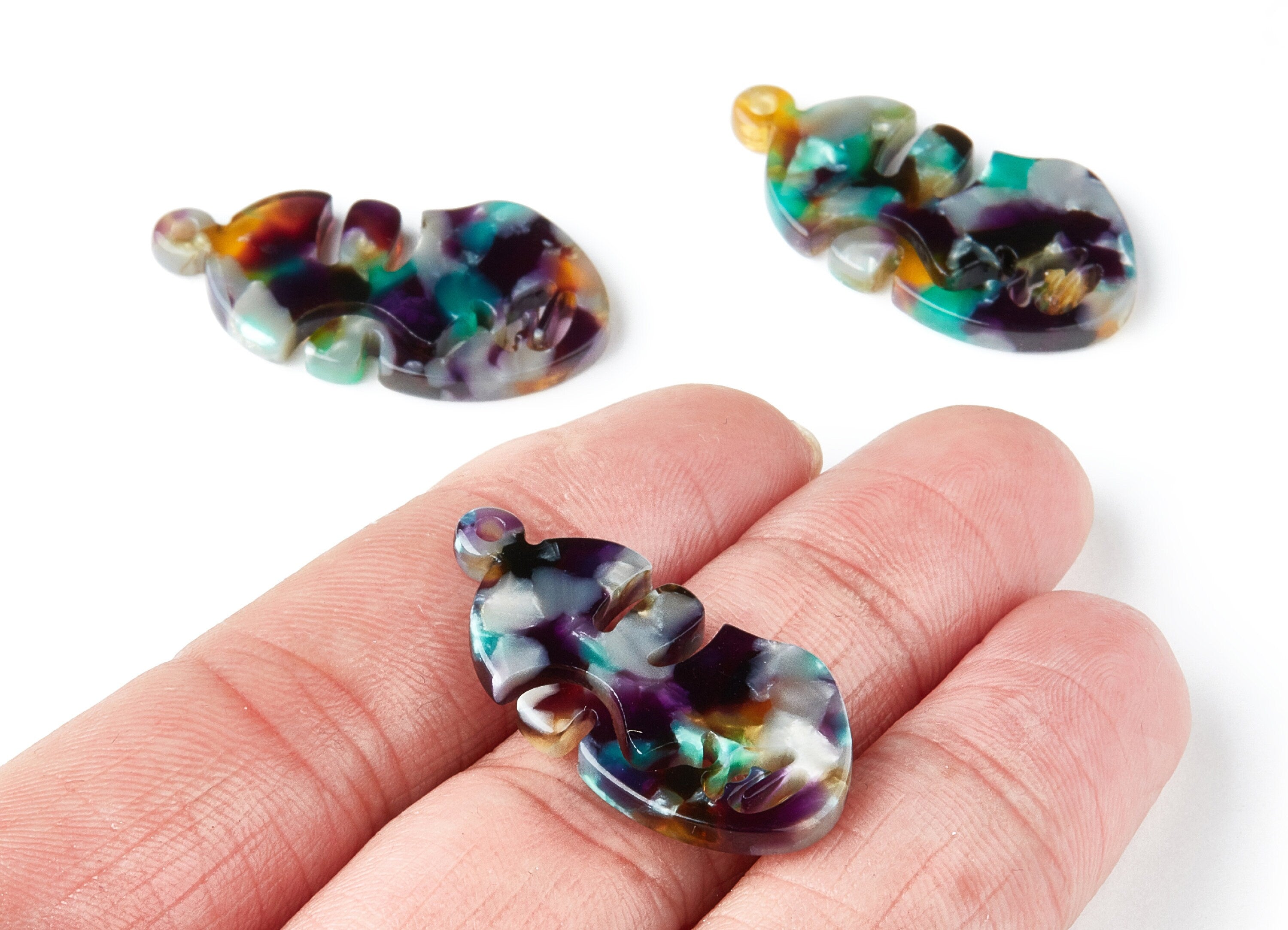 Acetate Face Earring Charms - Face Shaped Pendant - Earring Findings - Jewelry Supplies - Color Code:A50 - 33.56x17.33x2.94mm - AC1369C - DOMEDBAZAAR