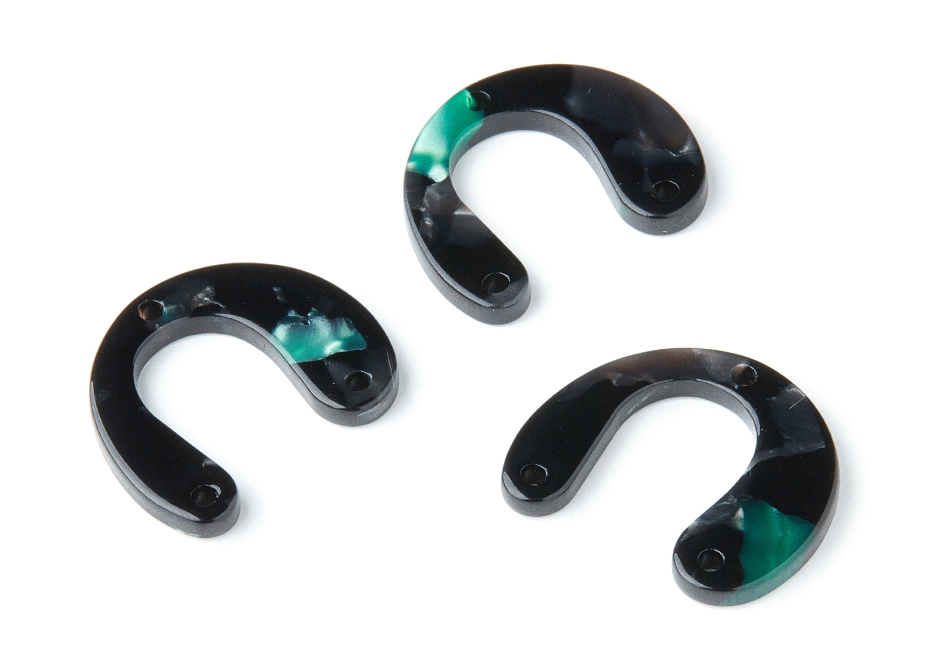 Acetate U Earring Charms - U Shaped Pendant - 3 Holes - Earring Findings - Jewelry Supplies- Color Code: A49 - 24.2x20.8x2.84mm - AC1379J - DOMEDBAZAAR