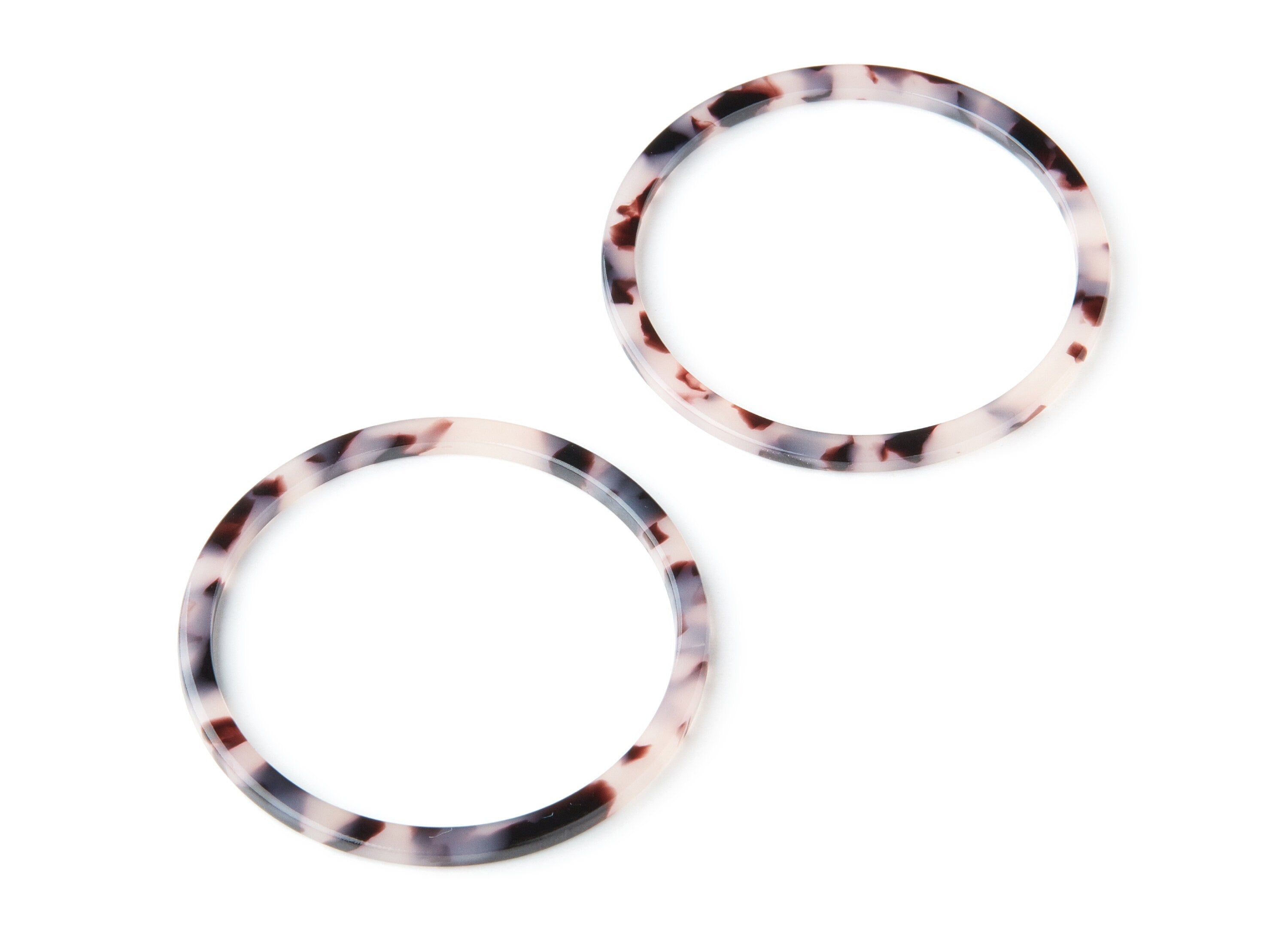Acetate Hoop Earring Charms - Blonde Tortoise Shell Earrings - Circle Shaped Pendant - Color Code: A06 - 50x50x2.68mm - AC1166S - DOMEDBAZAAR