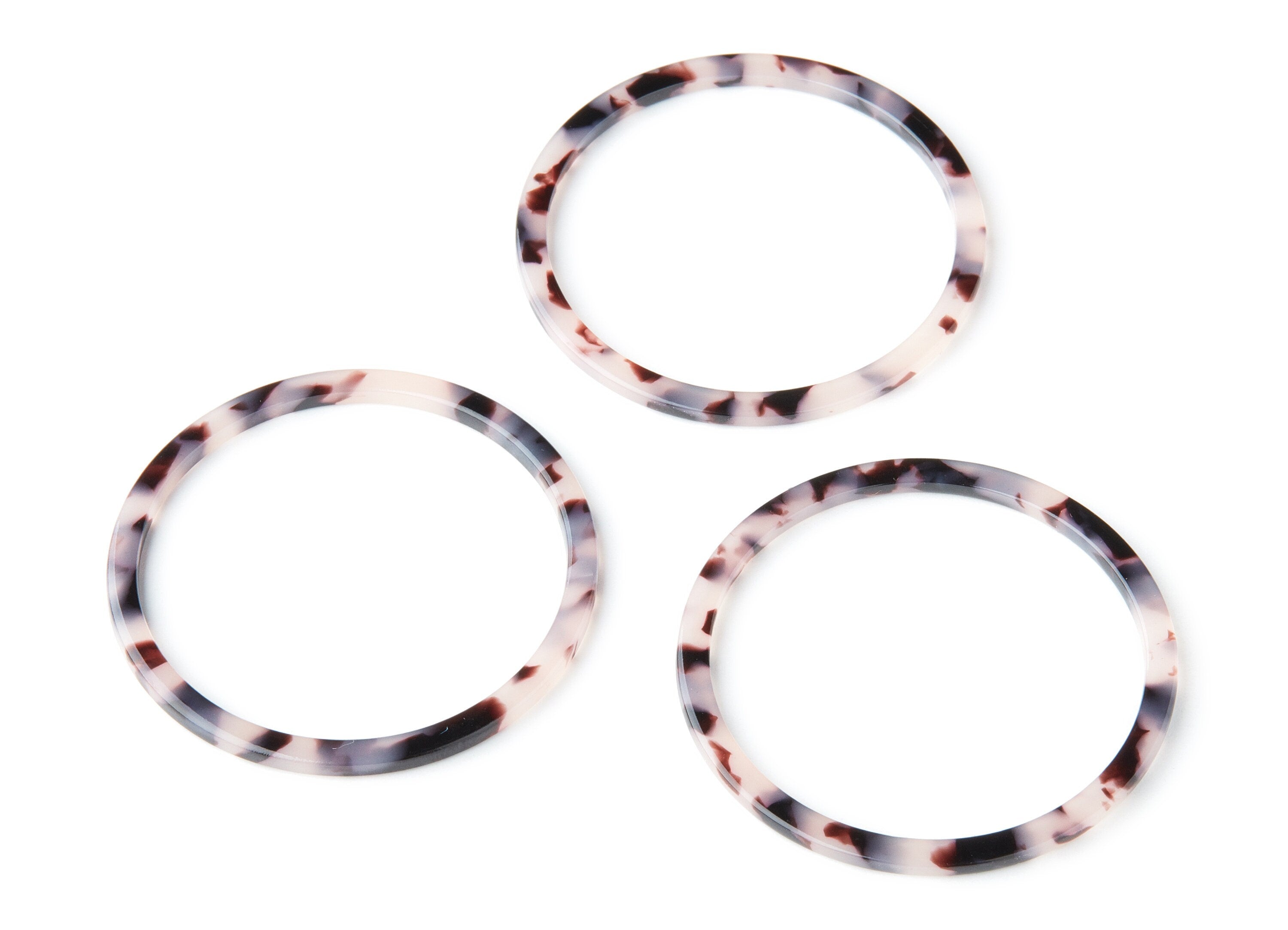 Acetate Hoop Earring Charms - Blonde Tortoise Shell Earrings - Circle Shaped Pendant - Color Code: A06 - 50x50x2.68mm - AC1166S - DOMEDBAZAAR