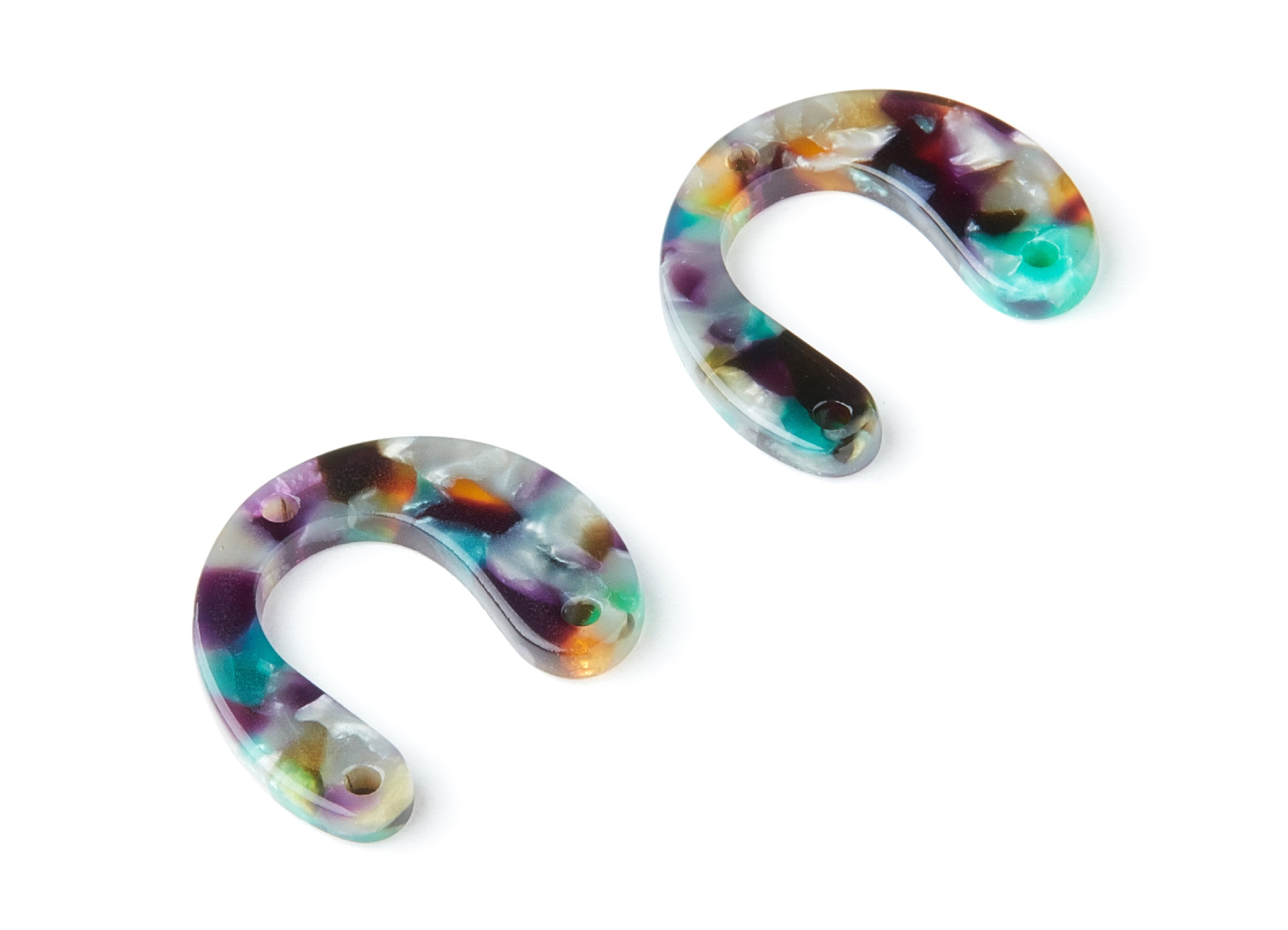 Acetate U Earring Charms - U Pendant With 3 Holes - Earring Findings - Jewelry Supplies - Color Code: A50 - 24.2x20.8x2.84mm - AC1379Y - DOMEDBAZAAR