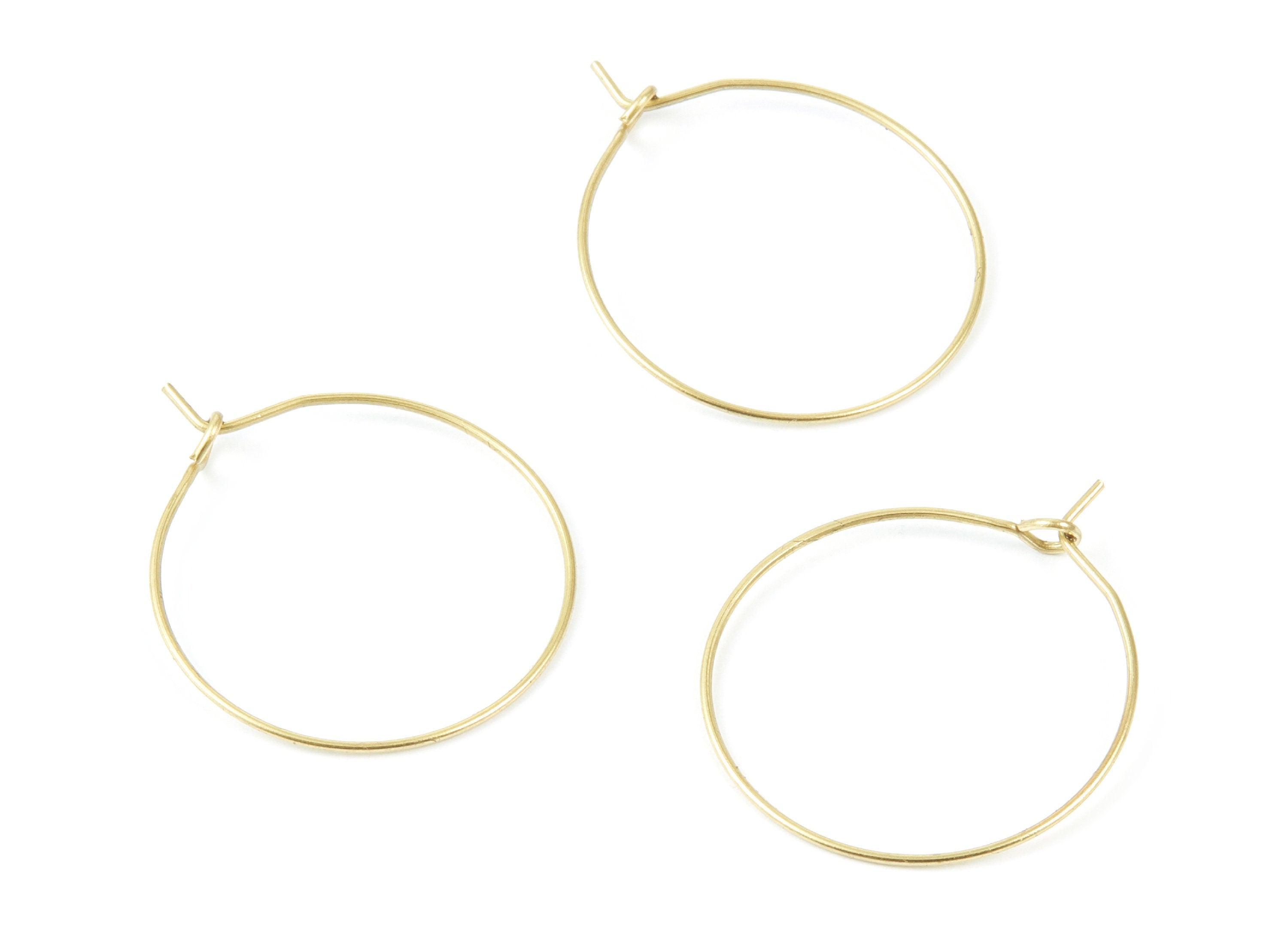 Brass Earring Hoops - Raw Brass Ear Wire 25 - Geometric Earring Findings - Jewelry Supplies - 25x25x0,7mm - PP1502 - DOMEDBAZAAR