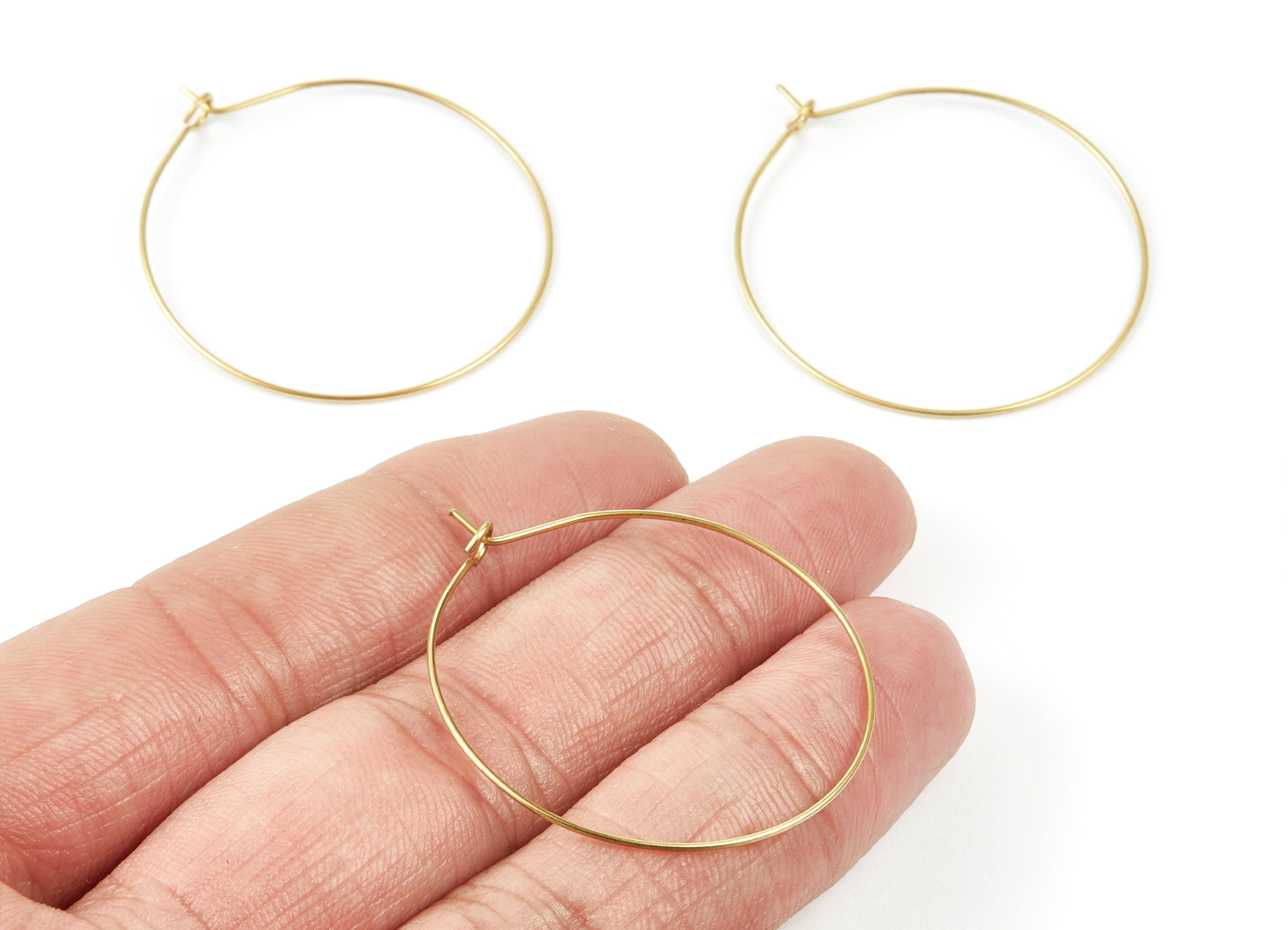 Brass Earring Hoops - Raw Brass Ear Wire 35 - Geometric Earring Findings - Jewelry Supplies - 35x35x0,7mm - PP1504 - DOMEDBAZAAR