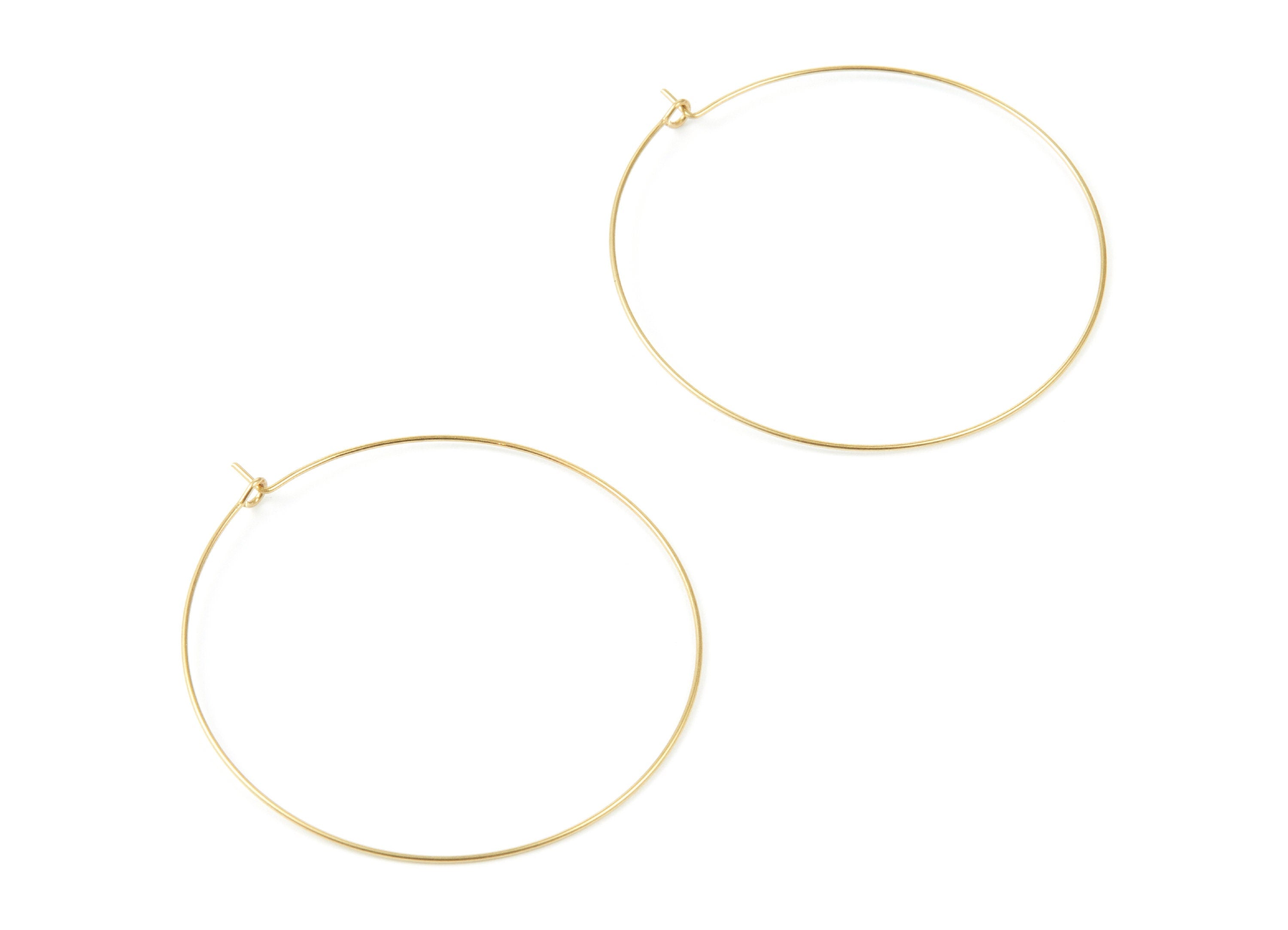 Brass Earring Hoops - Raw Brass Ear Wire 50 - Geometric Earring Findings - Jewelry Supplies - 50x50x0,7mm - PP1507 - DOMEDBAZAAR
