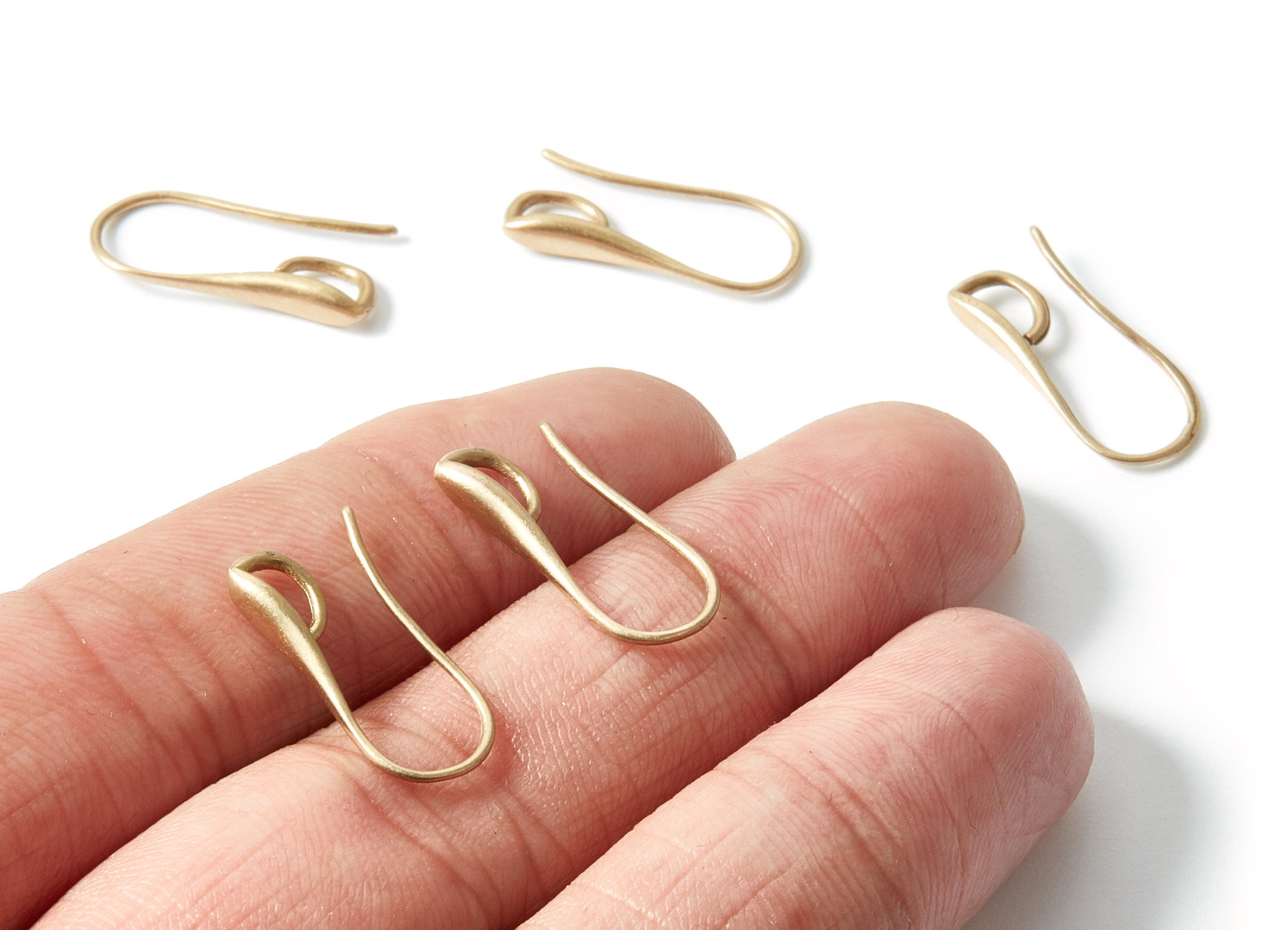 Brass Earring Wires - Brass Earring Hooks - Raw Brass Ear Wire - Jewelry Supplies - 19,77x8,9x2,92mm - PP1538 - DOMEDBAZAAR