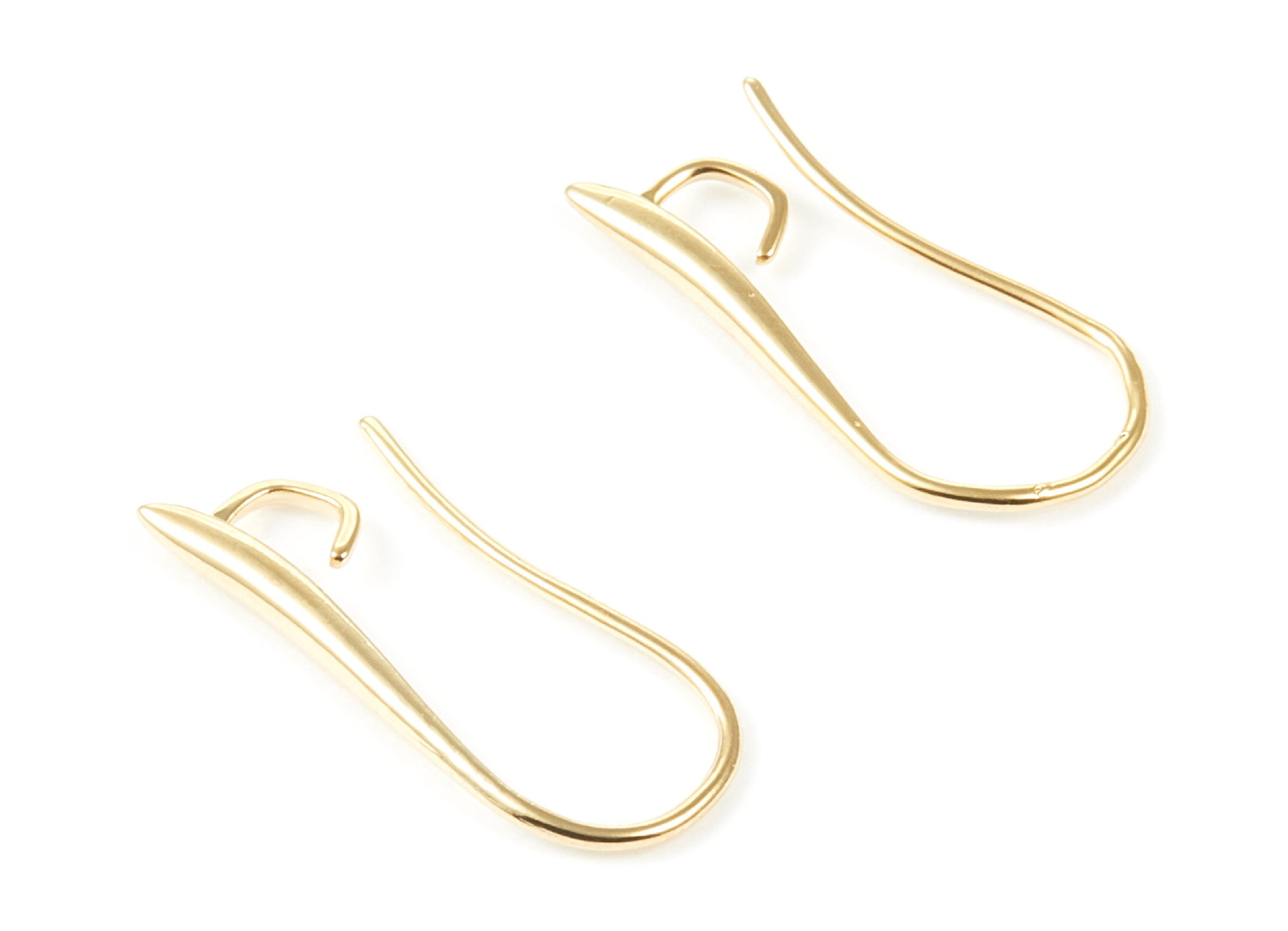 Brass Earring Wires - Brass Earring hooks - 18K Real Gold Plated Ear Wire - Jewelry Supplies - 24x11,15x2mm - RGP1032 - DOMEDBAZAAR