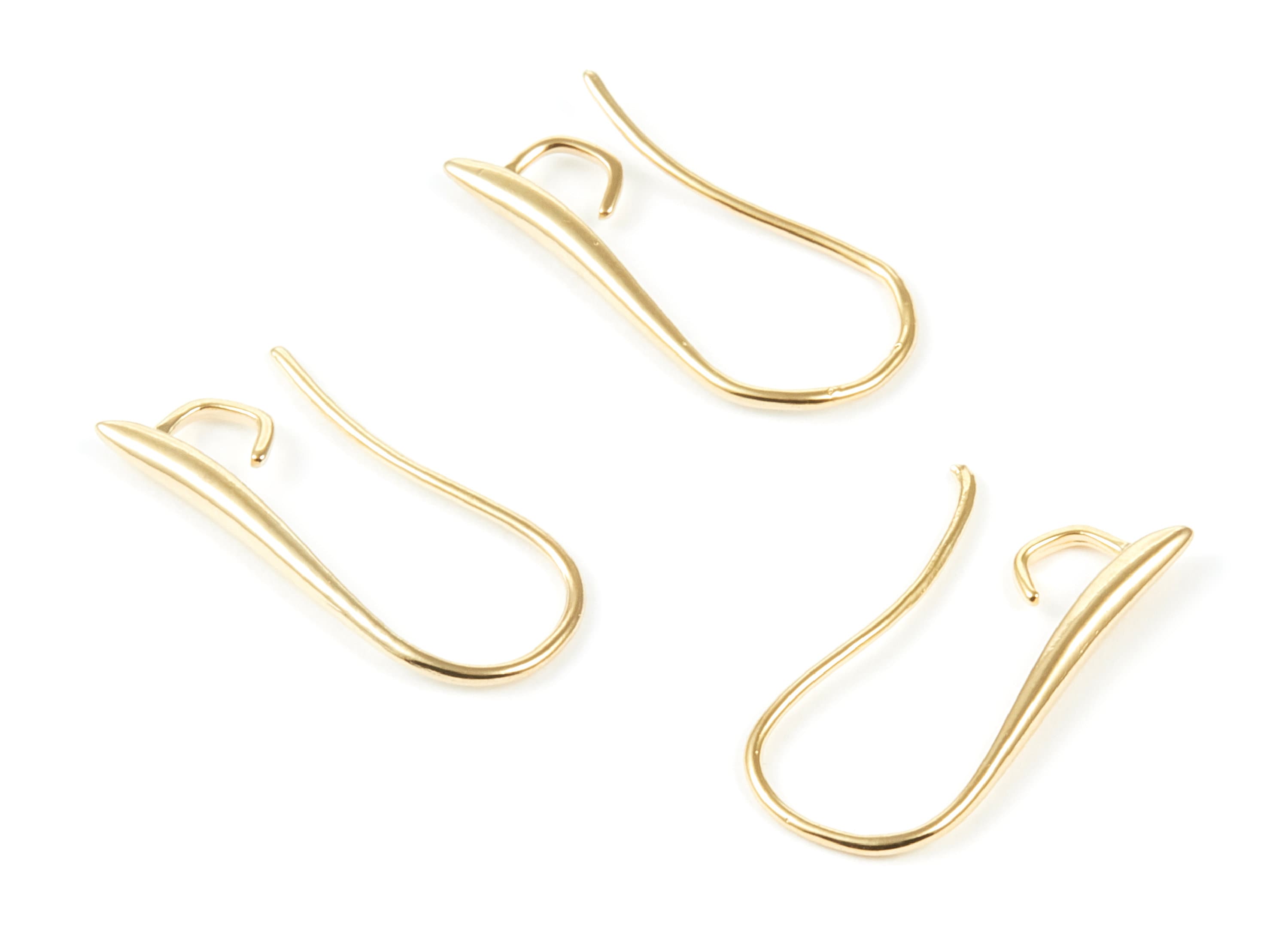 Brass Earring Wires - Brass Earring hooks - 18K Real Gold Plated Ear Wire - Jewelry Supplies - 24x11,15x2mm - RGP1032 - DOMEDBAZAAR