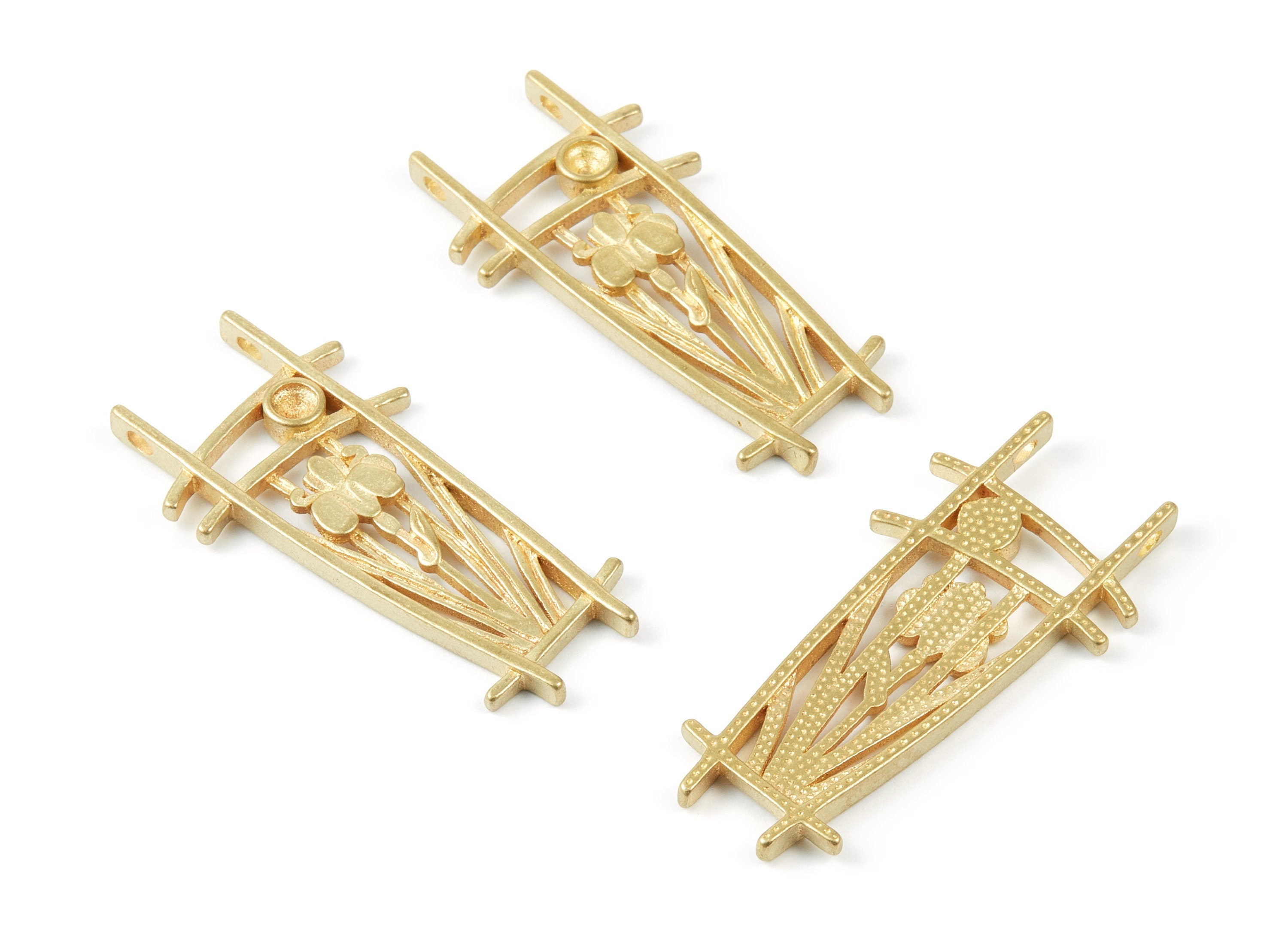 Brass Flower Charms - Flower Raw Brass Pendant - Jewelry Supplies - 50x24x3.6mm - PP1523 - DOMEDBAZAAR