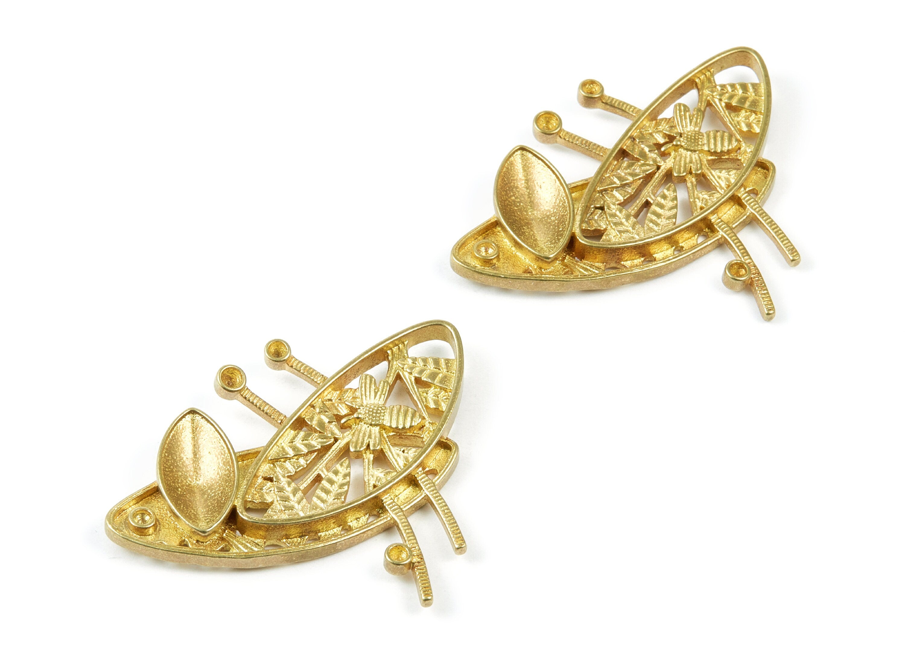 Brass Bee Charms - Bee Raw Brass Pendant - Jewelry Supplies - 47.45x38.86x5.19mm - PP1529 - DOMEDBAZAAR