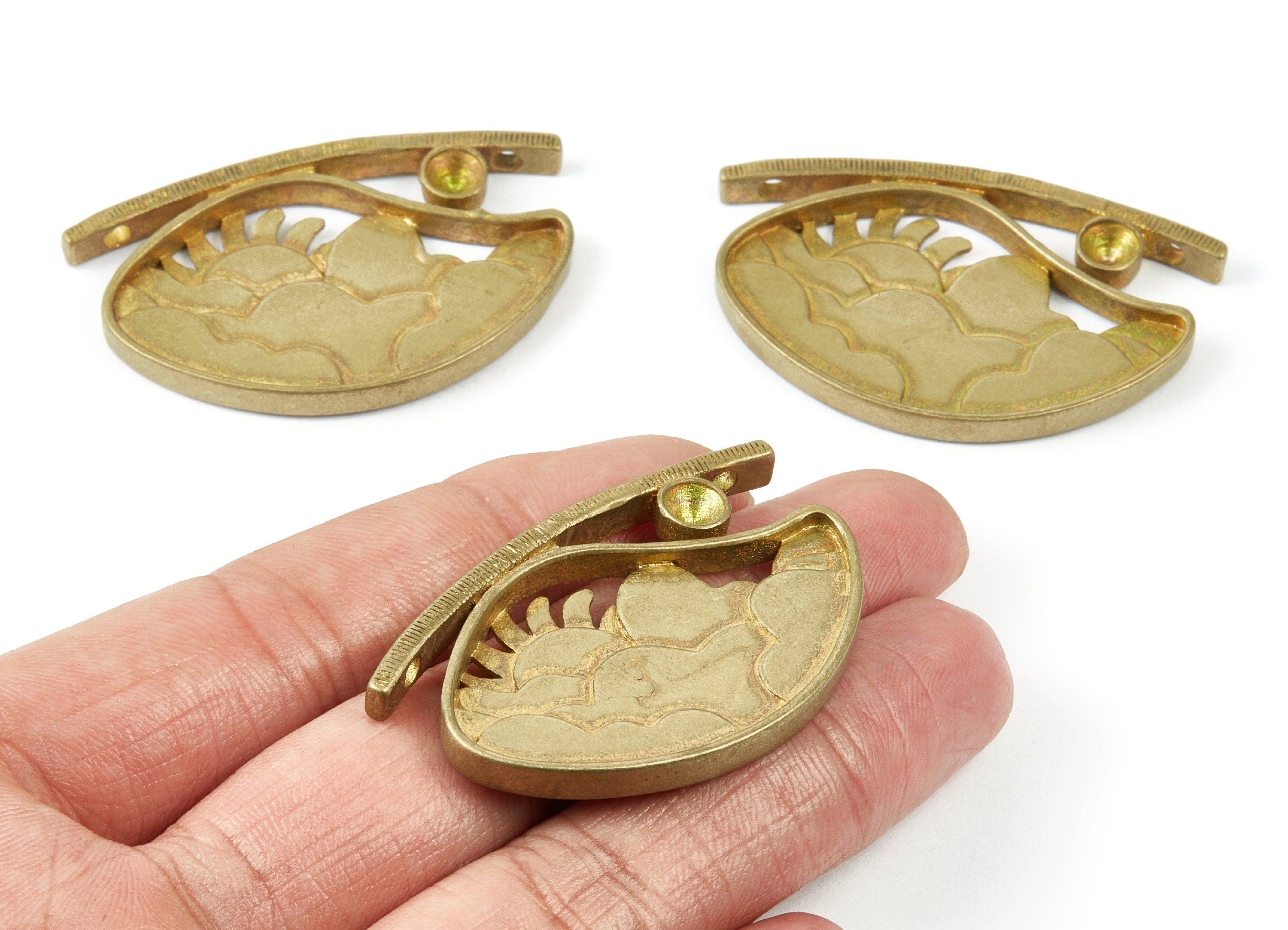 Brass Sun and Clouds Charms - Sun and Clouds Raw Brass Pendant - Jewelry Supplies - 48.29x30.56x4.15mm - PP1532 - DOMEDBAZAAR